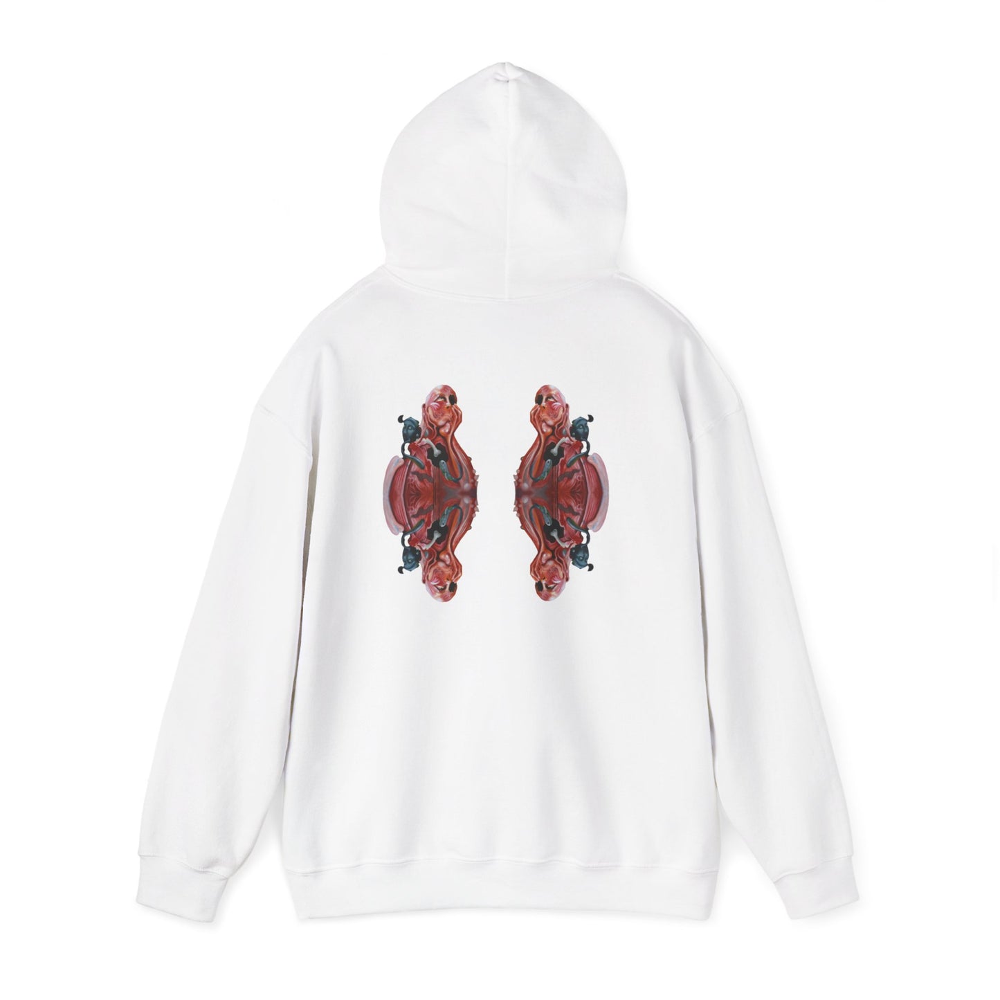 AMRU Minimal Logo Hoodie — Rose Skull Mirror Back Graphic Hoodie