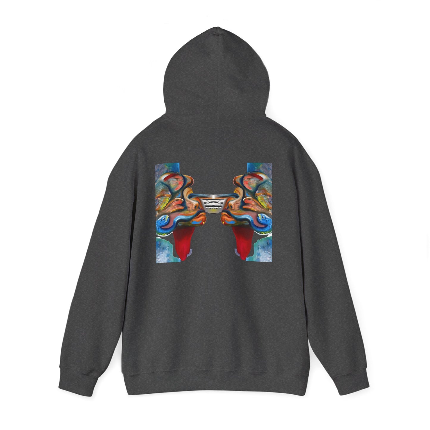 Abstract Face Mirror Hoodie — Colorful Surreal Art Pullover (AMRU)