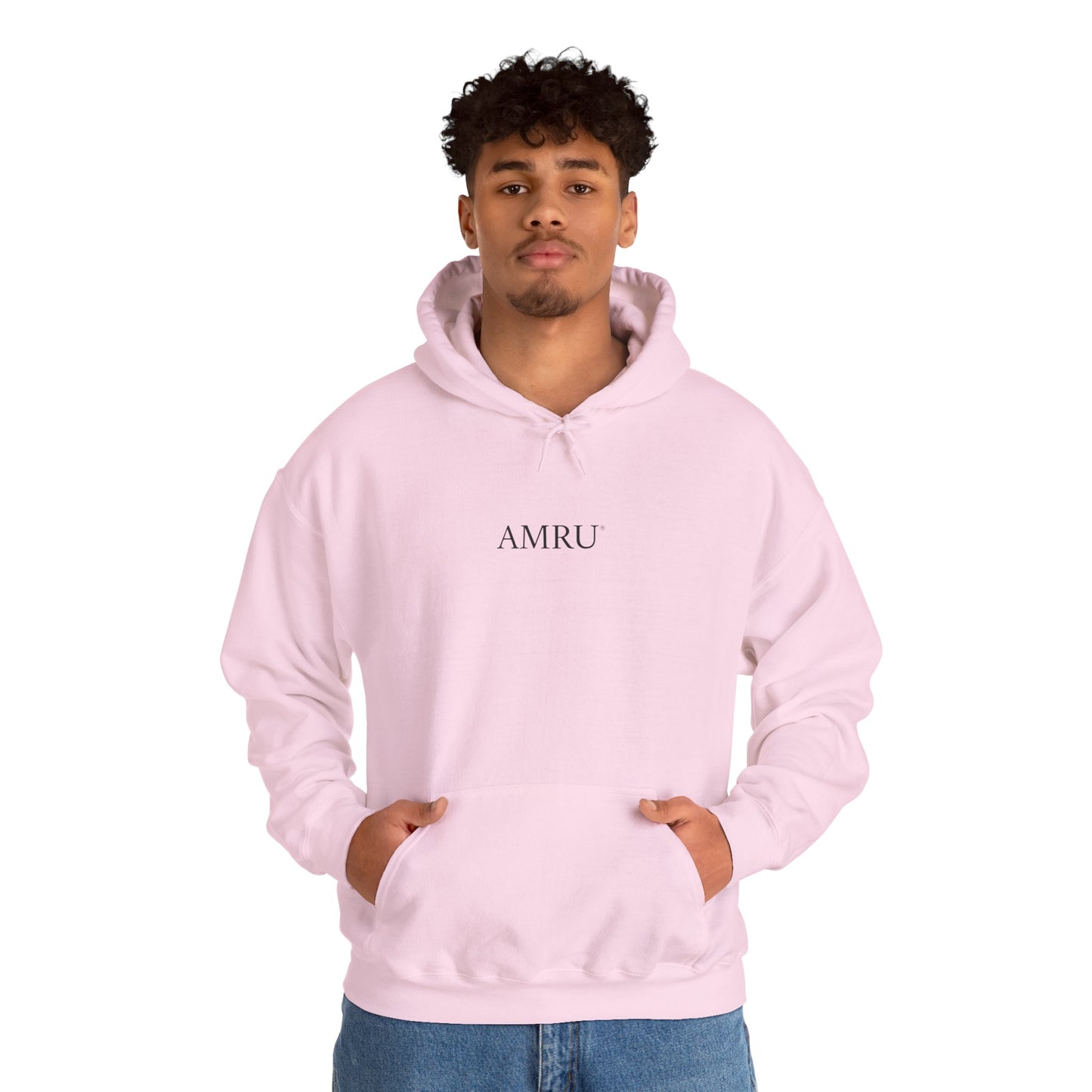 Surreal Portrait Hoodie — 'AMRU' Minimal Front, Colorful Cosmic Back Art