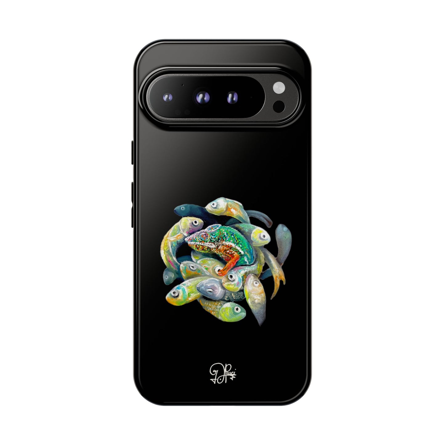 Koi Circle Tough Phone Case — Colorful Fish Art Protective iPhone Cover