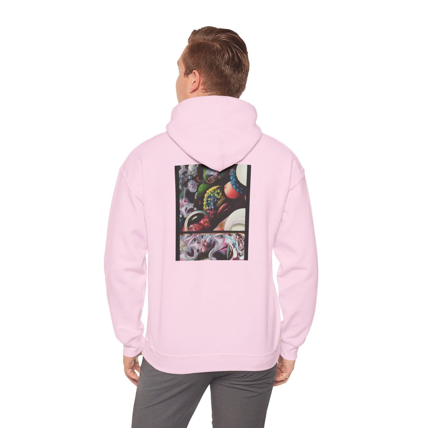 AMRU Graphic Hoodie — Abstract Cosmic Paint Pour Art Back Print