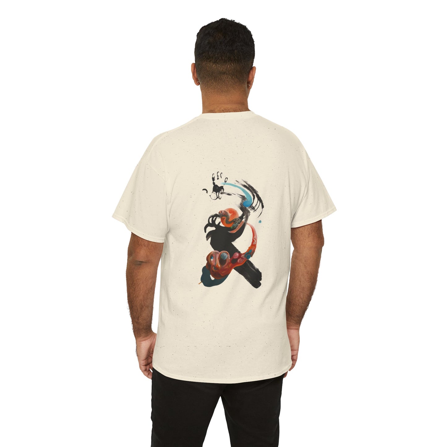 AMRU Minimalist Tee — Abstract Brushstroke Back Graphic