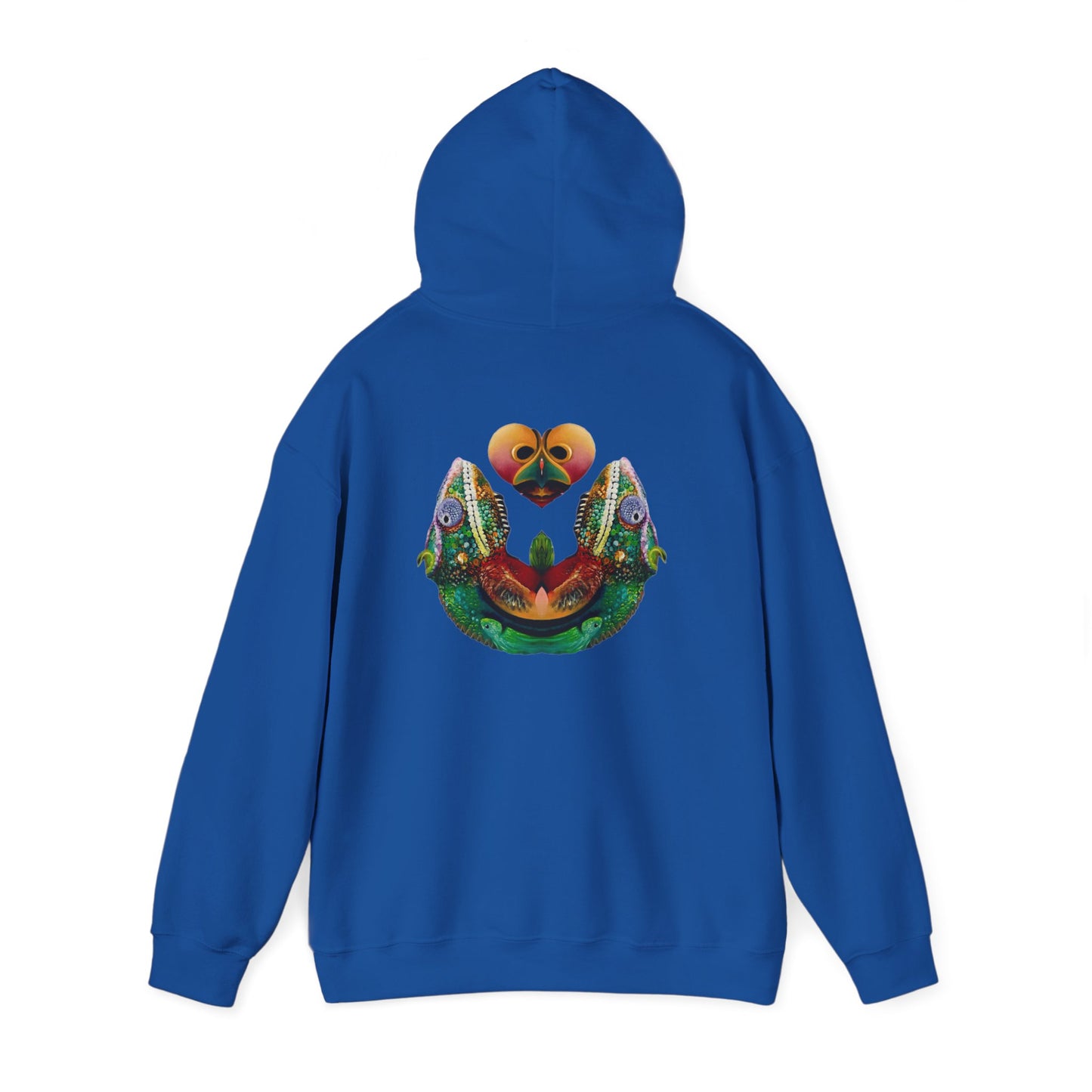 AMRU Minimal Logo Hoodie with Colorful Symmetry Back Art