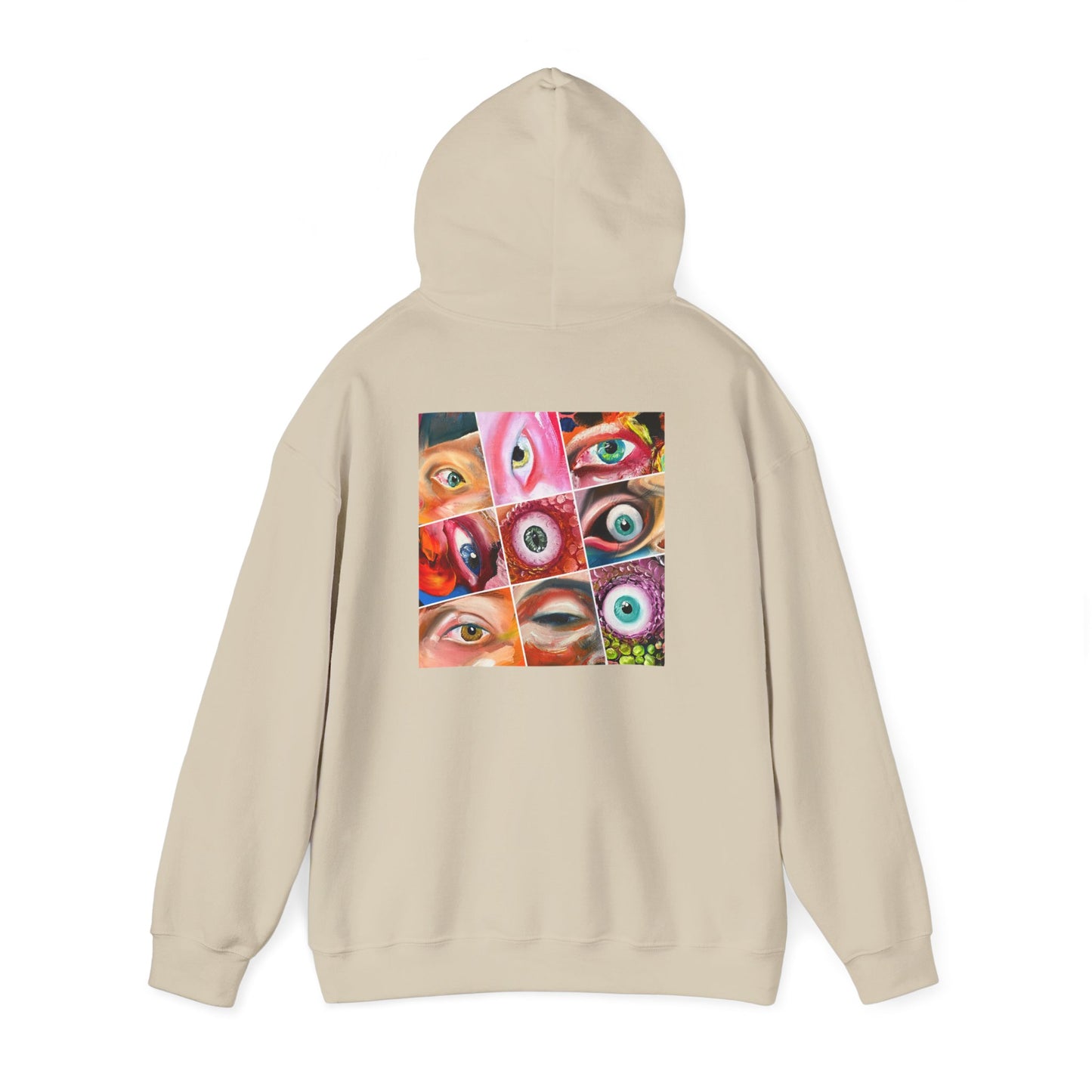 AMRU Eyes Collage Hoodie — Artistic Colorful Eye Graphic Hooded Sweatshirt