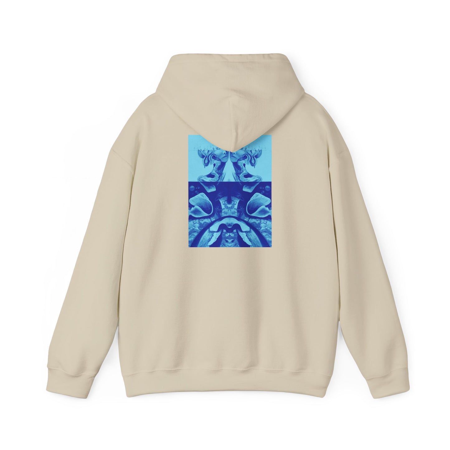 AMRU Minimal Logo Hoodie with Blue Abstract Back Print