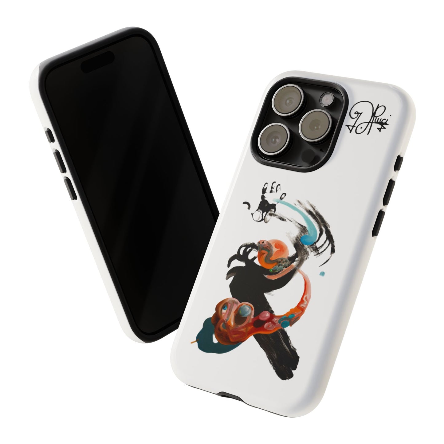 Artistic Abstract Phone Case — Colorful Ink Brushstroke Design