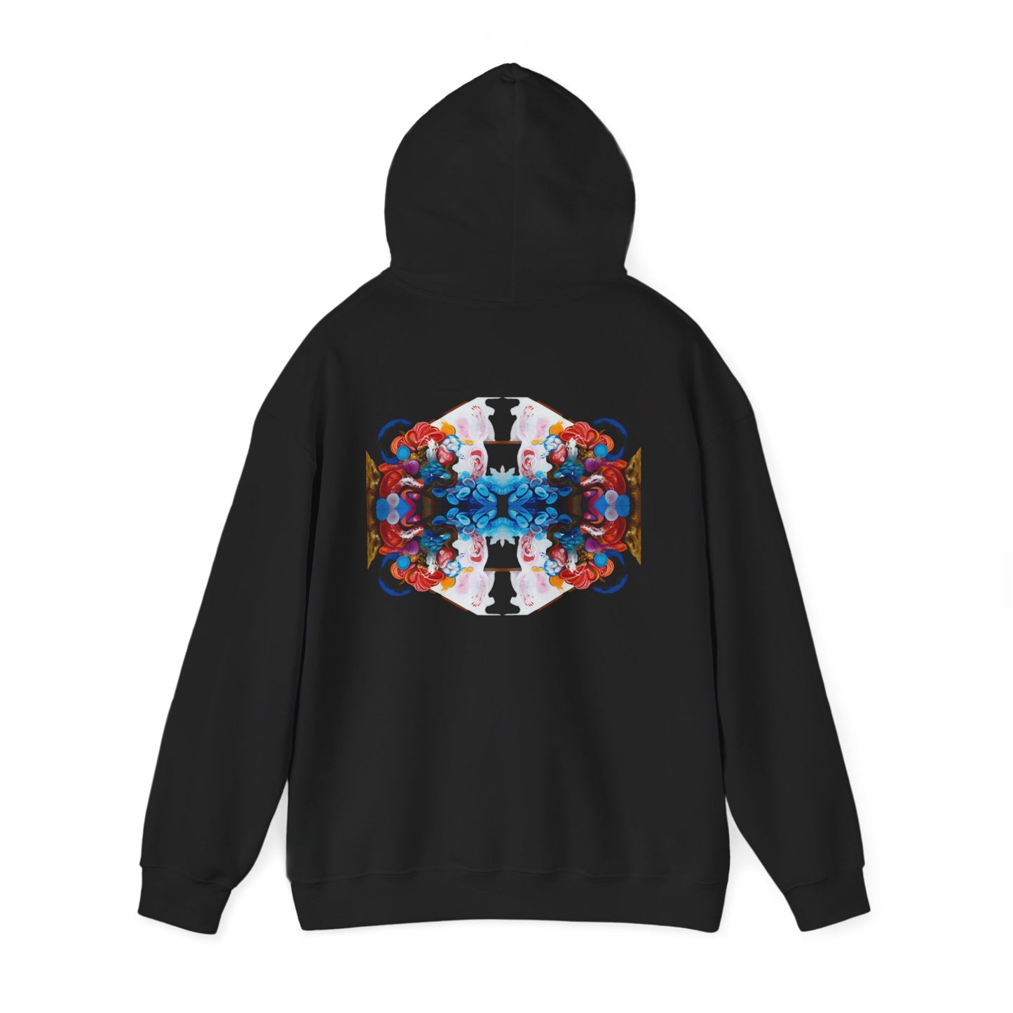 AMRU Floral Abstract Hoodie — Symmetrical Colorful Back Art