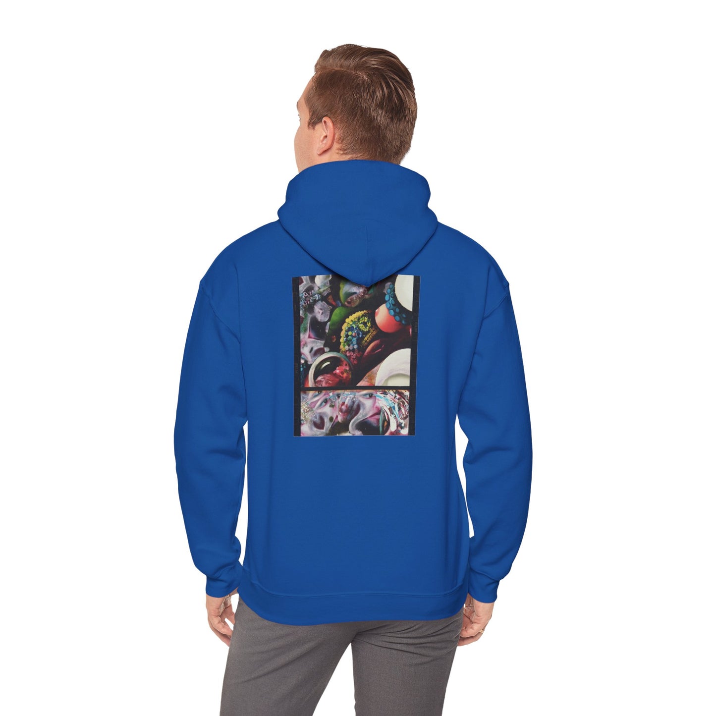 AMRU Graphic Hoodie — Abstract Cosmic Paint Pour Art Back Print