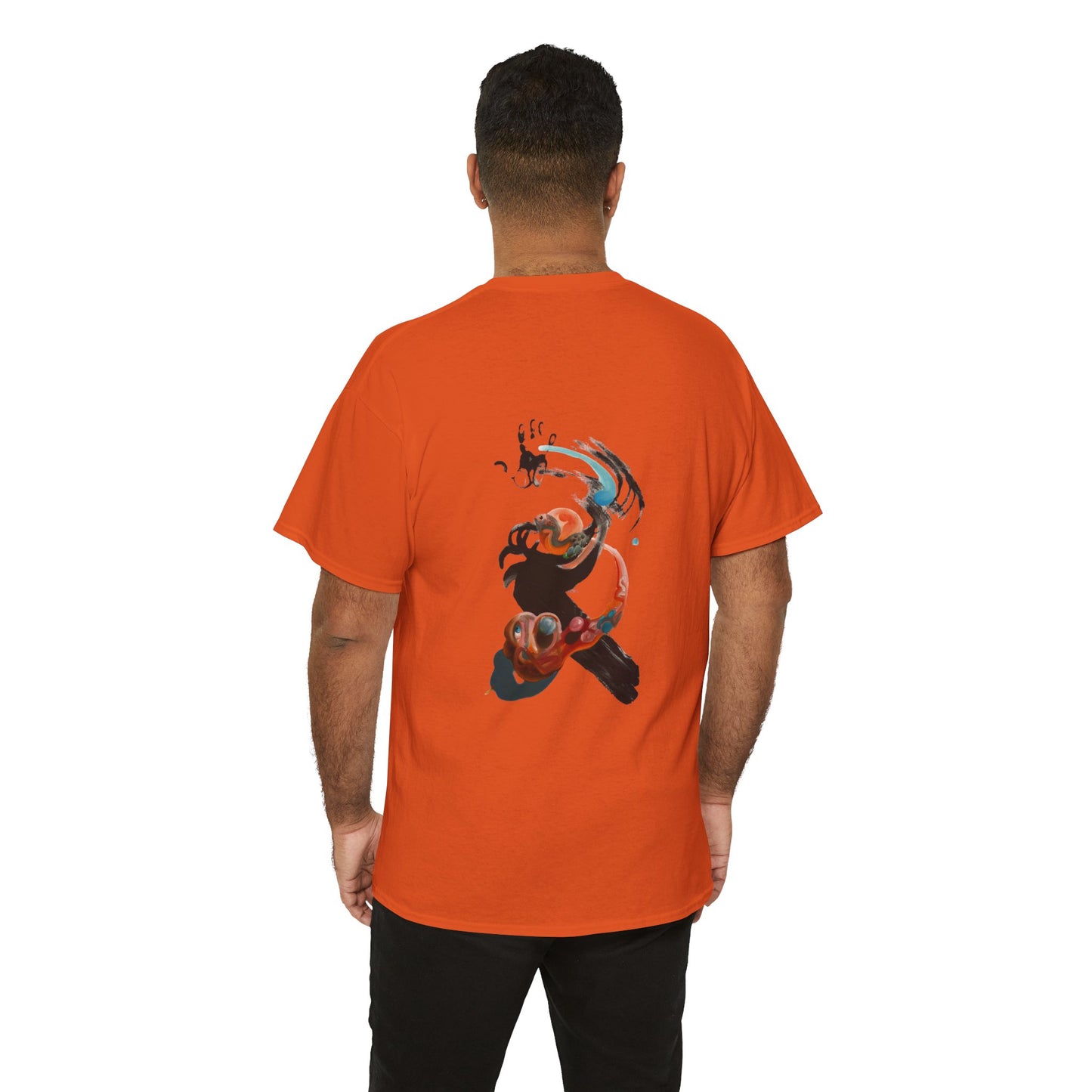 AMRU Minimalist Tee — Abstract Brushstroke Back Graphic