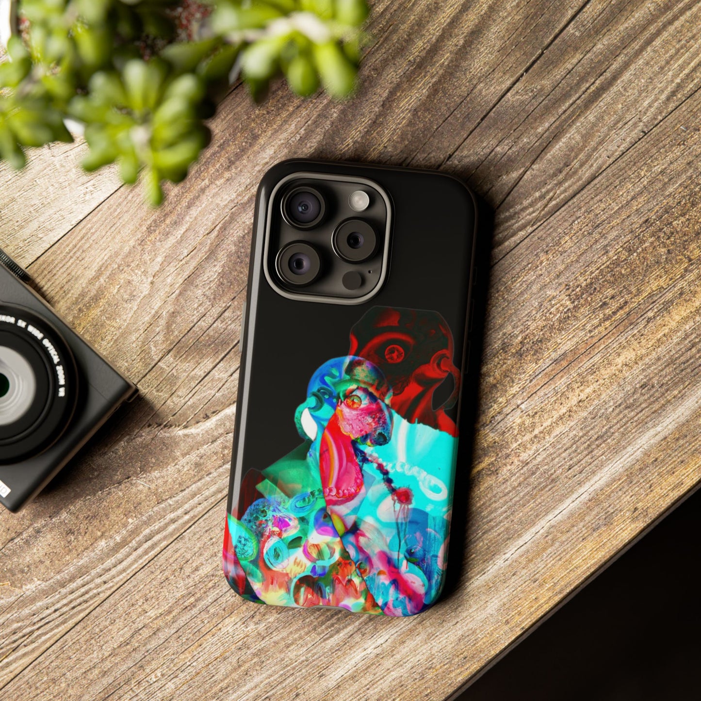 Protective Phone Case — Trippy Neon Abstract Skull Design