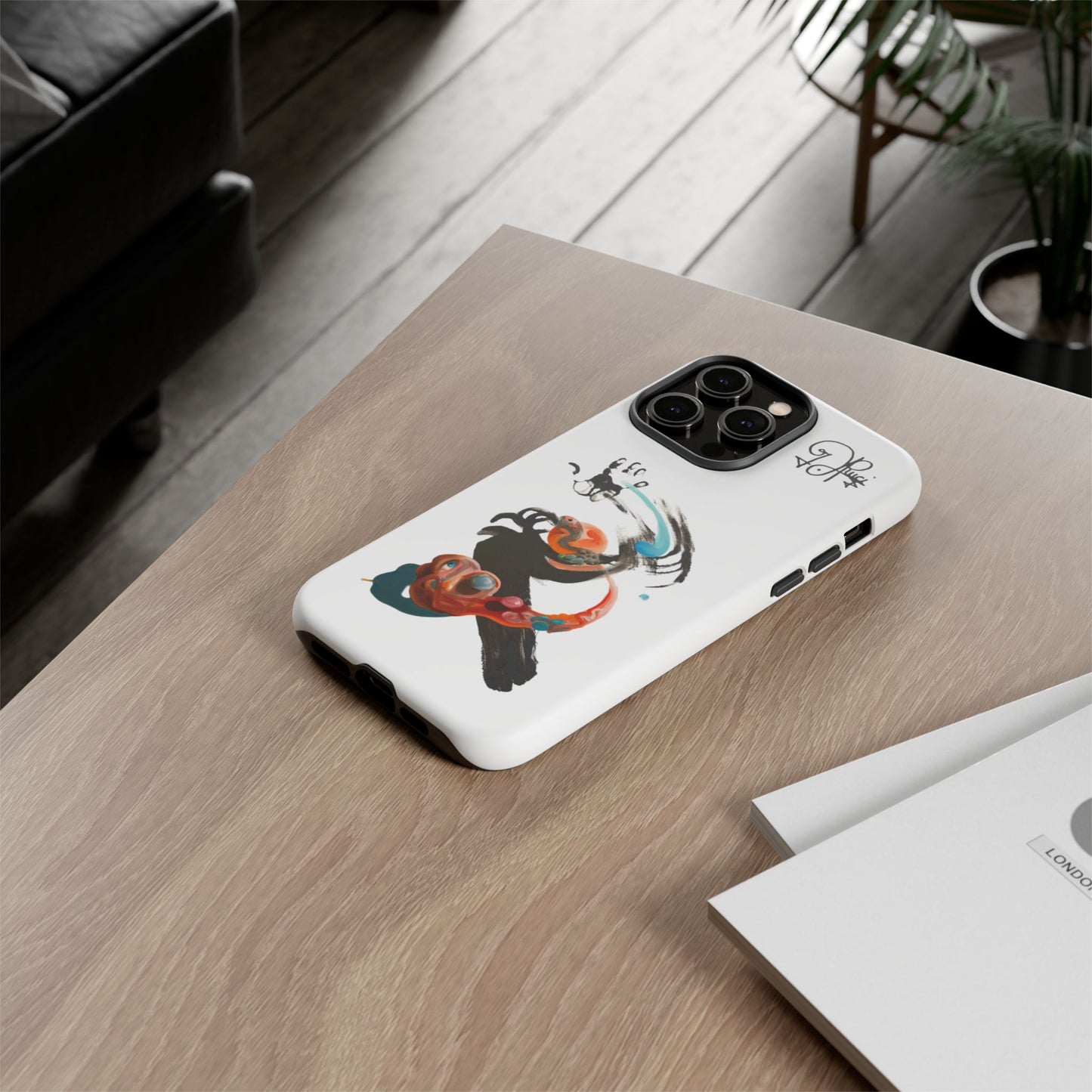 Artistic Abstract Phone Case — Colorful Ink Brushstroke Design