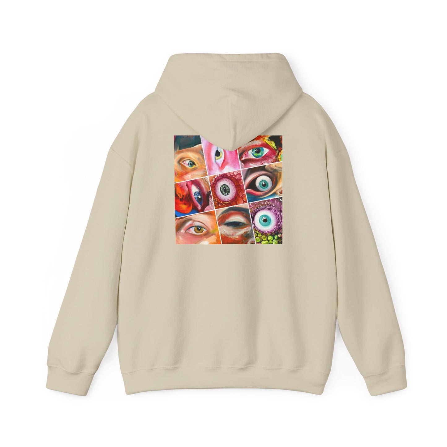 AMRU Eyes Collage Hoodie — Artistic Colorful Eye Graphic Hooded Sweatshirt