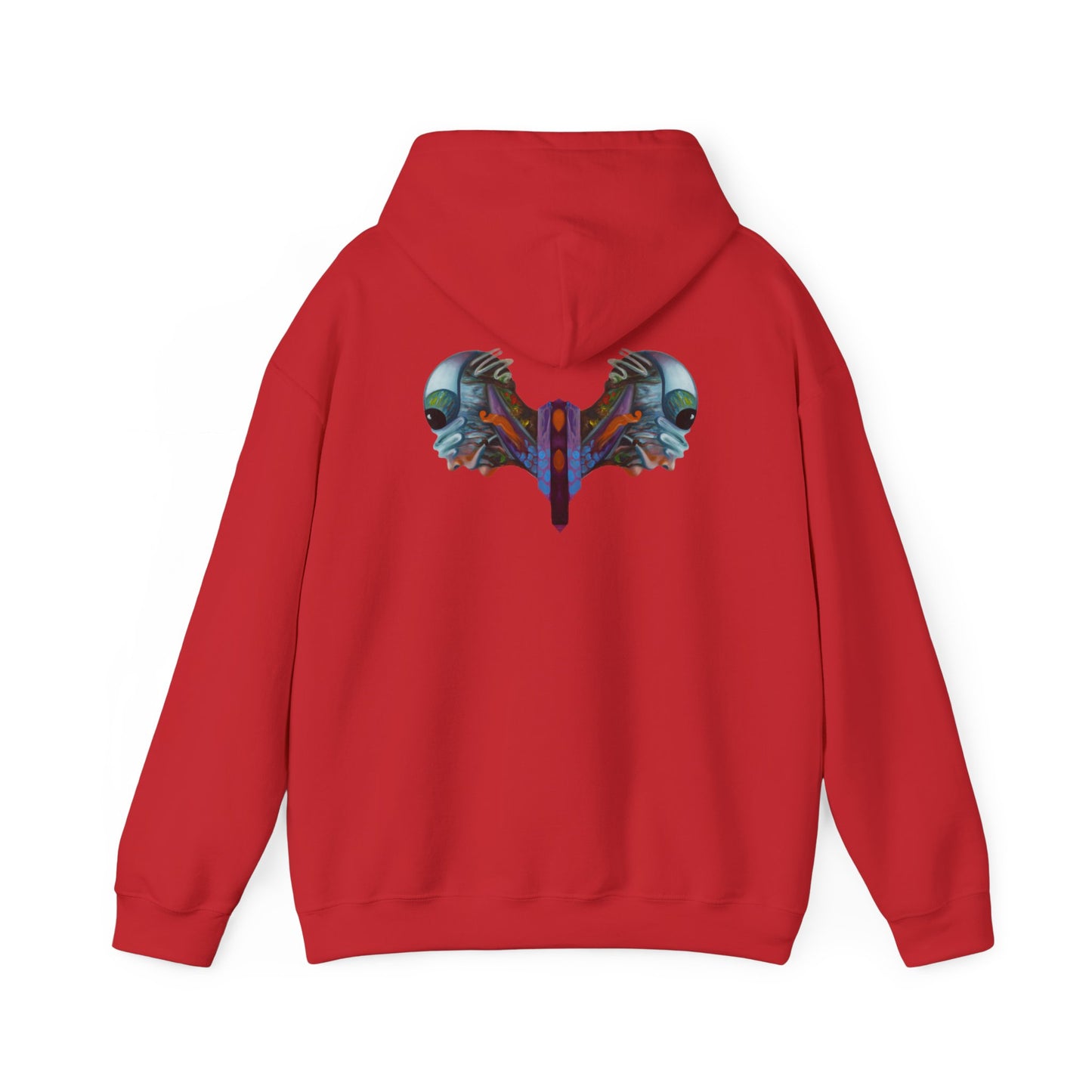 AMRU Minimal Logo Hoodie — Artistic Skull Wing Back Graphic Pullover