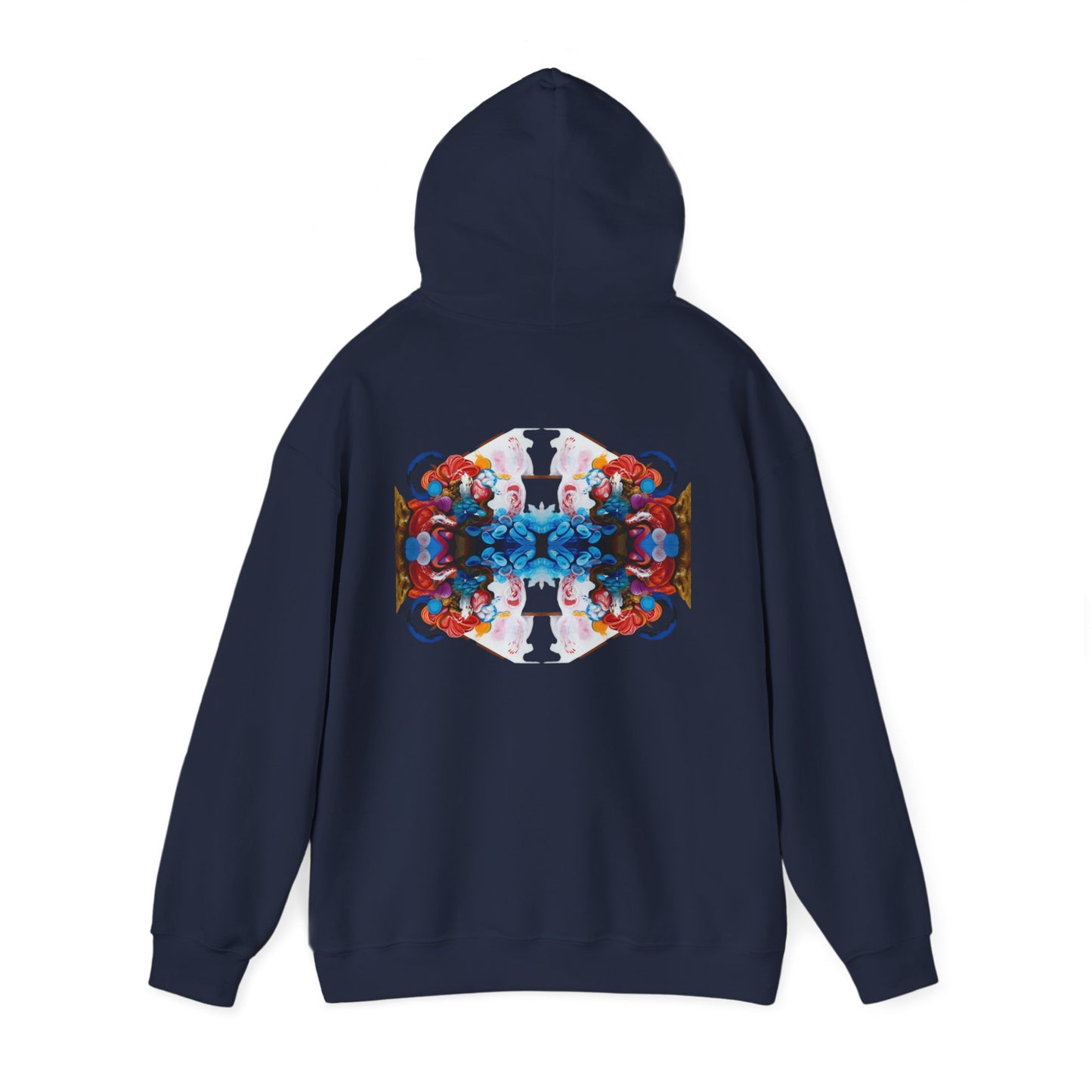 AMRU Floral Abstract Hoodie — Symmetrical Colorful Back Art