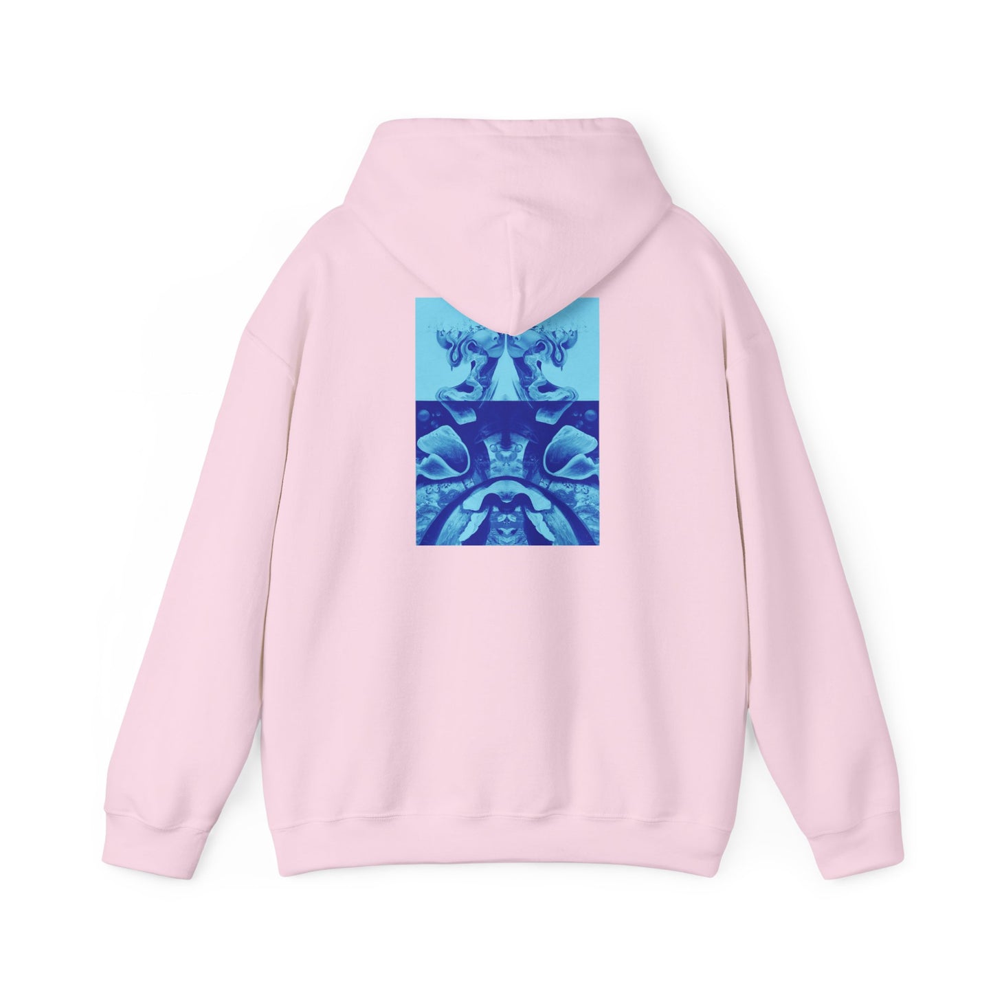 AMRU Minimal Logo Hoodie with Blue Abstract Back Print