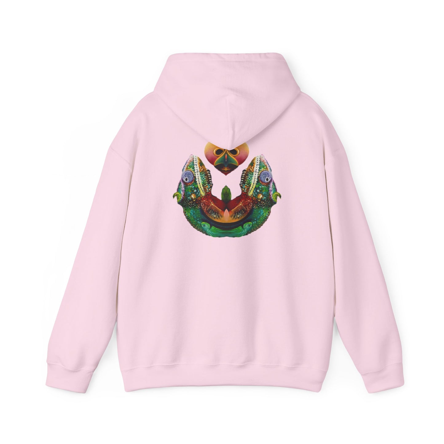 AMRU Minimal Logo Hoodie with Colorful Symmetry Back Art