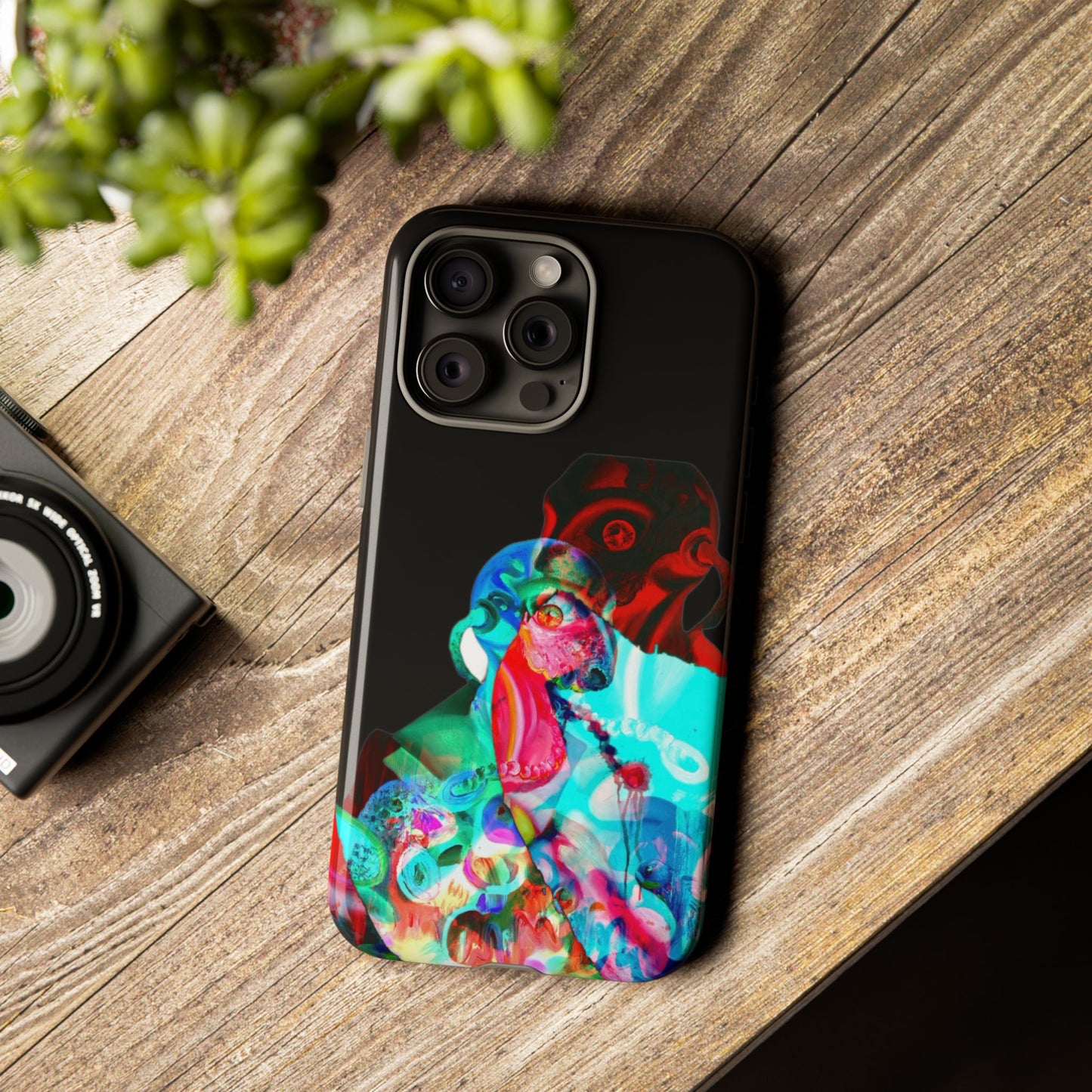 Protective Phone Case — Trippy Neon Abstract Skull Design