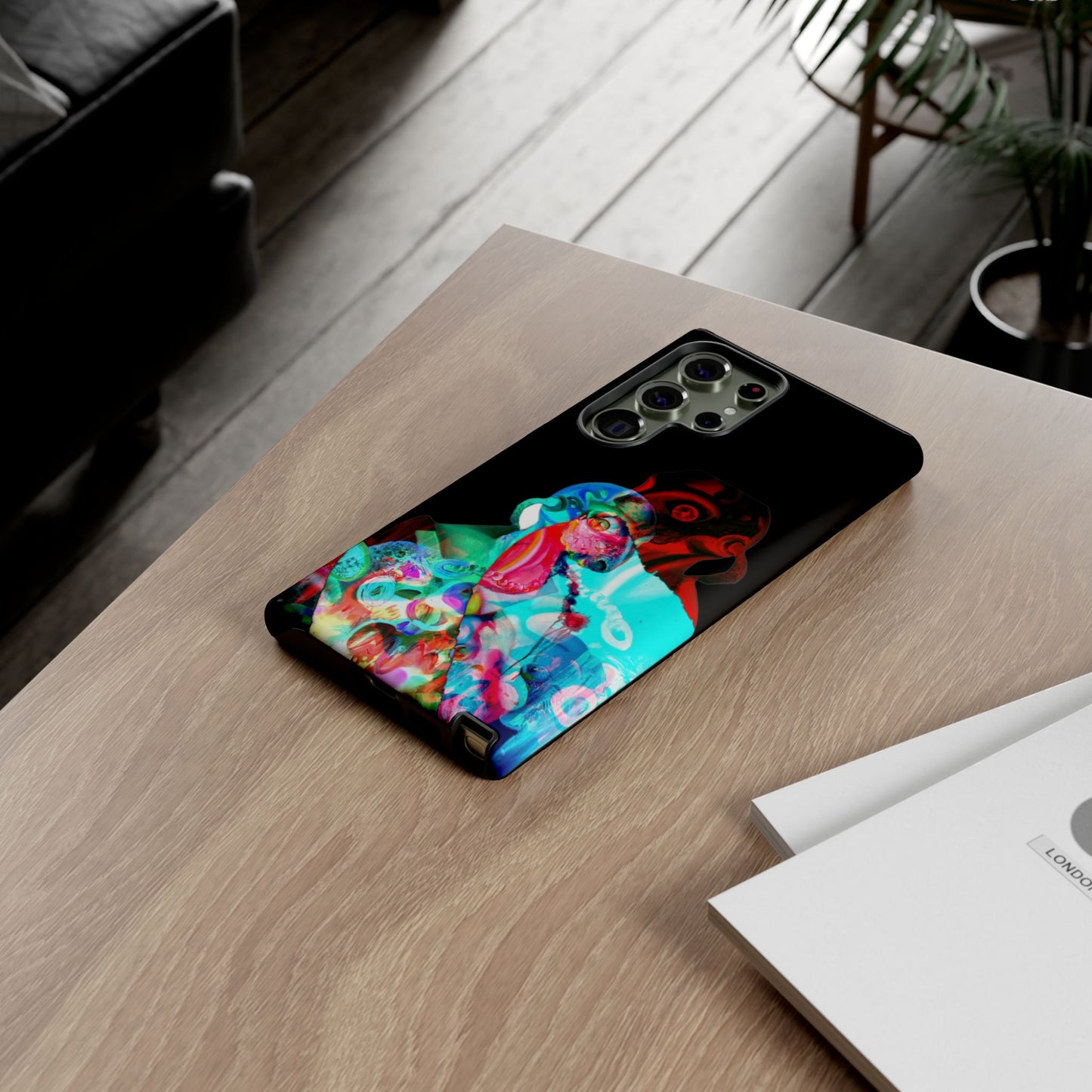 Protective Phone Case — Trippy Neon Abstract Skull Design