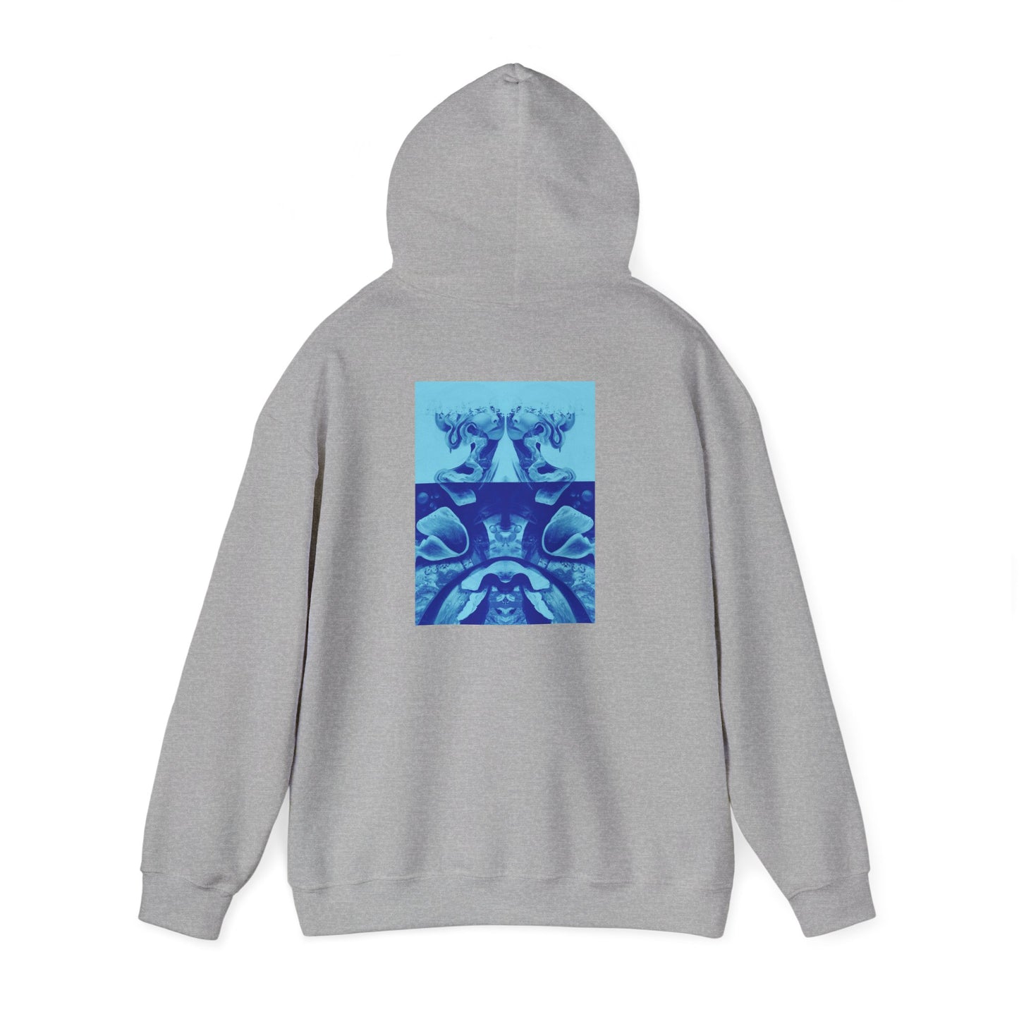 AMRU Minimal Logo Hoodie with Blue Abstract Back Print