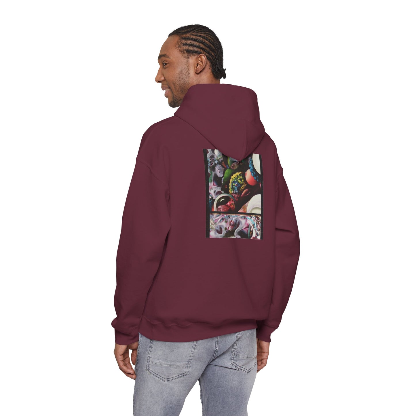 AMRU Graphic Hoodie — Abstract Cosmic Paint Pour Art Back Print