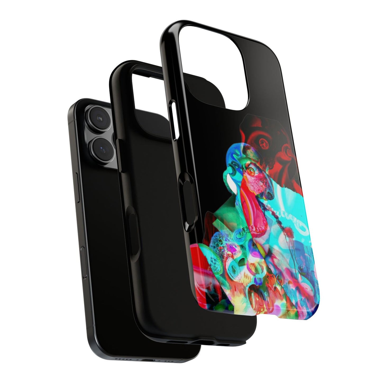 Protective Phone Case — Trippy Neon Abstract Skull Design