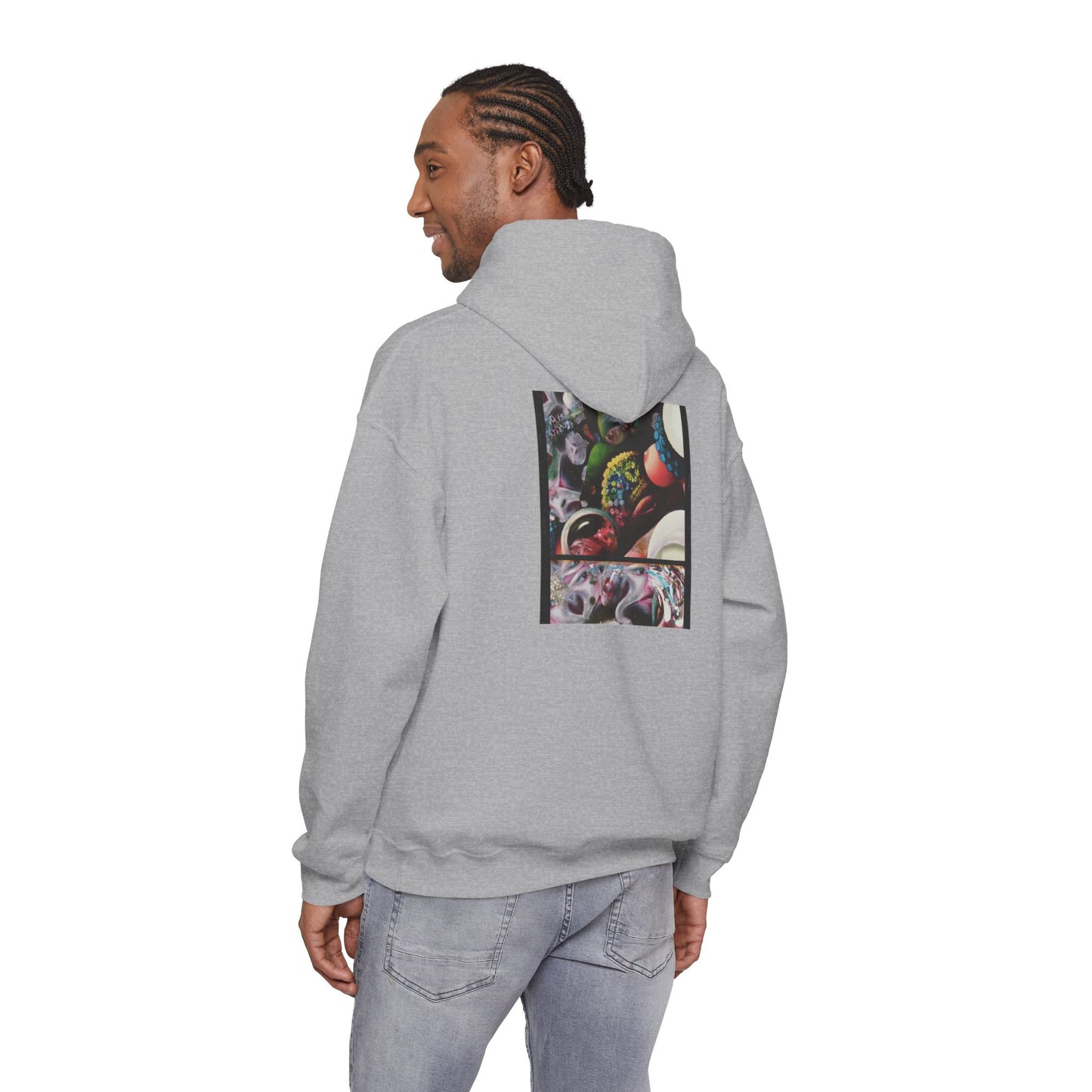 AMRU Graphic Hoodie — Abstract Cosmic Paint Pour Art Back Print