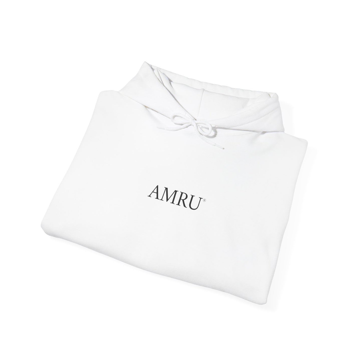 AMRU Minimal Logo Hoodie with Colorful Symmetry Back Art
