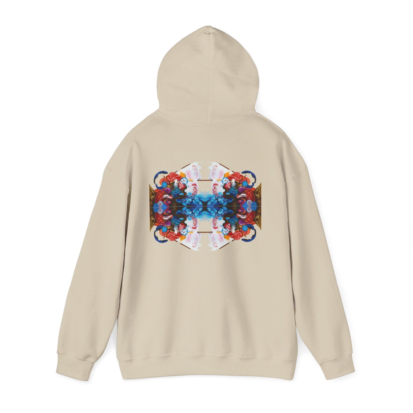 AMRU Floral Abstract Hoodie — Symmetrical Colorful Back Art