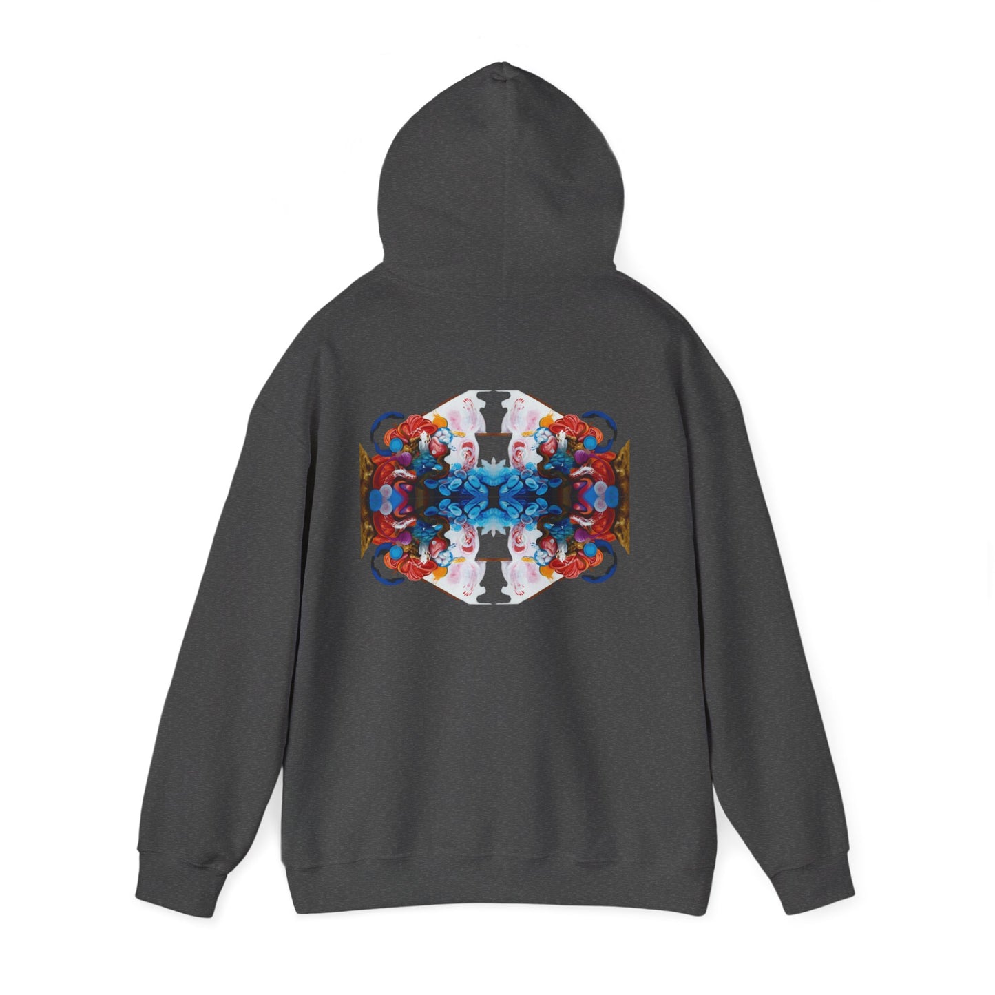 AMRU Floral Abstract Hoodie — Symmetrical Colorful Back Art
