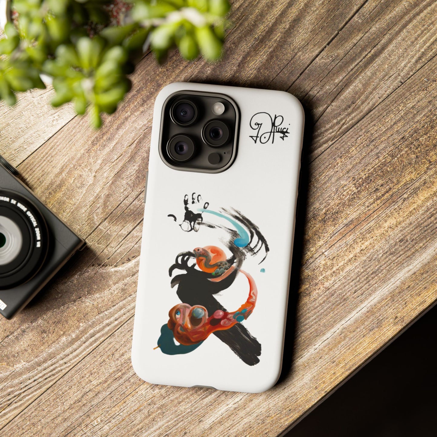 Artistic Abstract Phone Case — Colorful Ink Brushstroke Design