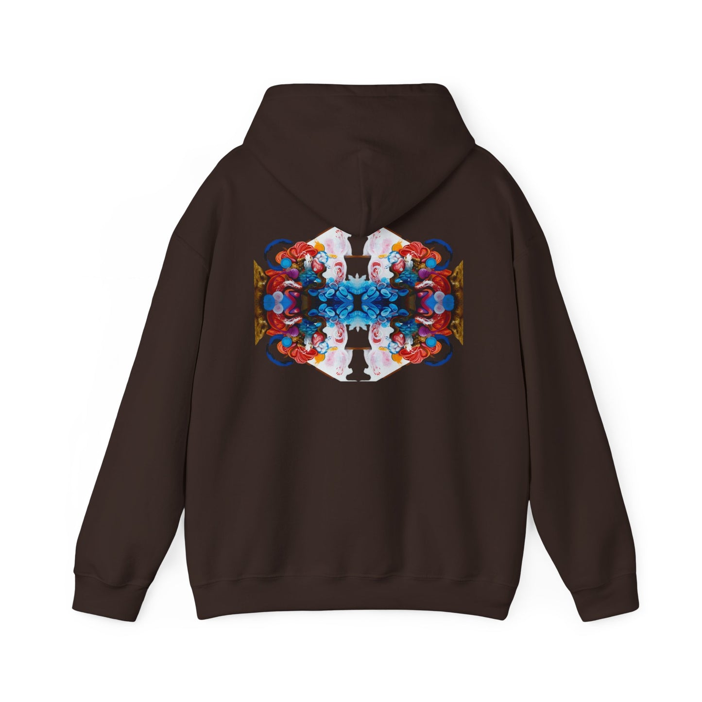 AMRU Floral Abstract Hoodie — Symmetrical Colorful Back Art