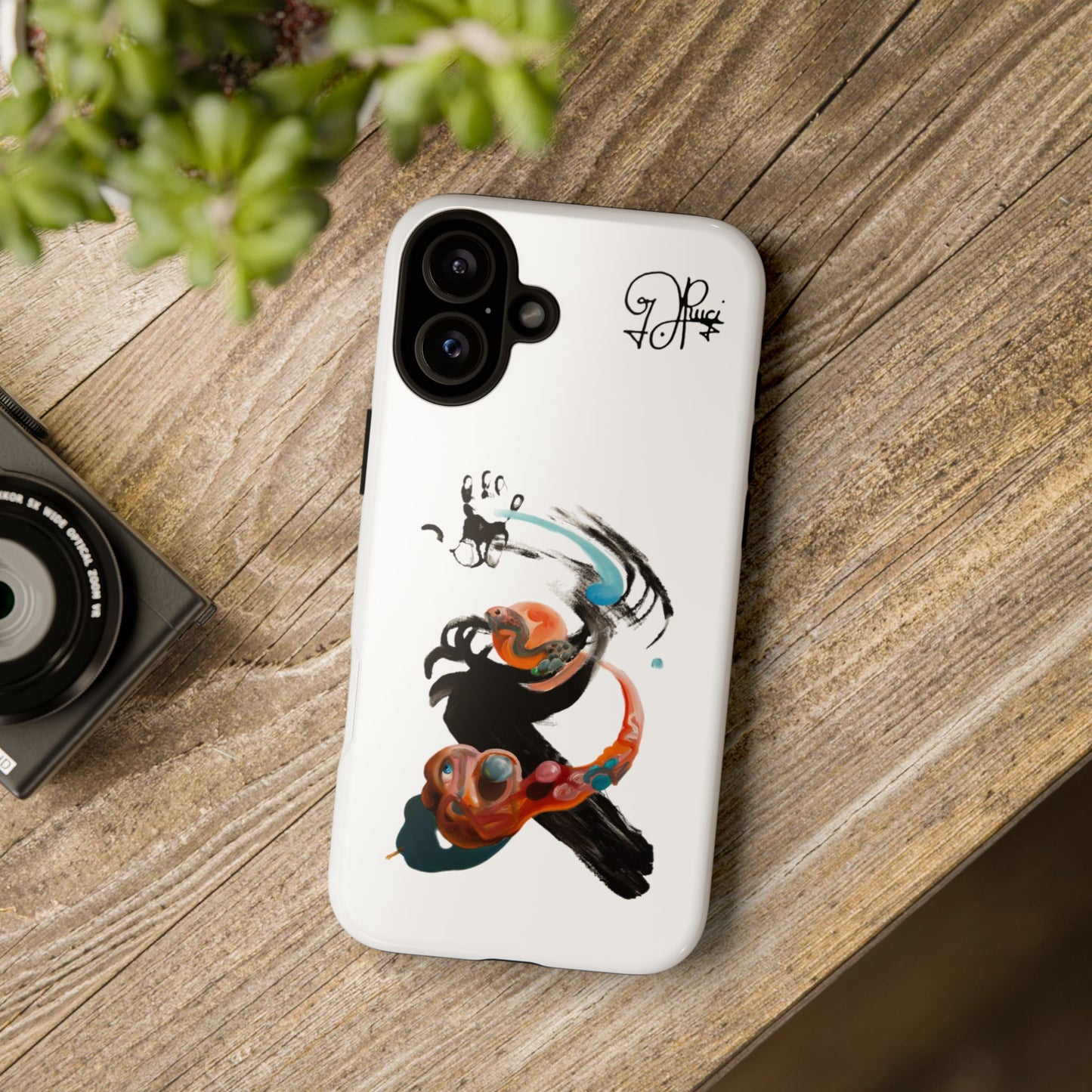 Artistic Abstract Phone Case — Colorful Ink Brushstroke Design