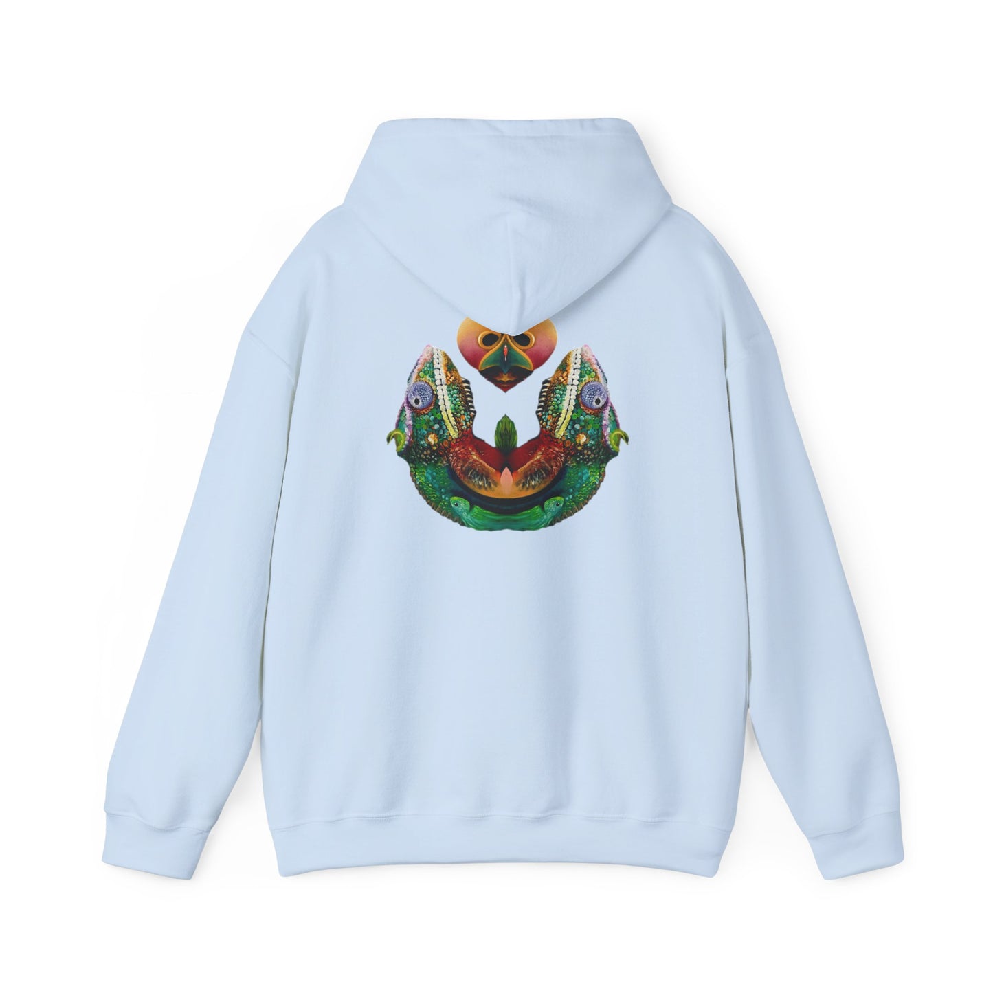 AMRU Minimal Logo Hoodie with Colorful Symmetry Back Art