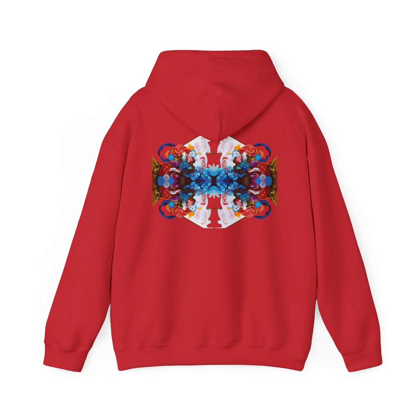 AMRU Floral Abstract Hoodie — Symmetrical Colorful Back Art