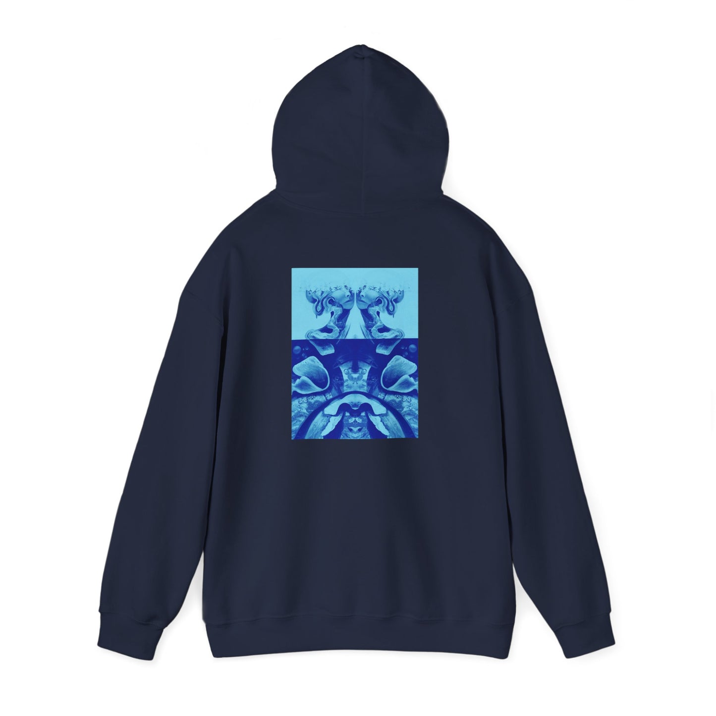AMRU Minimal Logo Hoodie with Blue Abstract Back Print