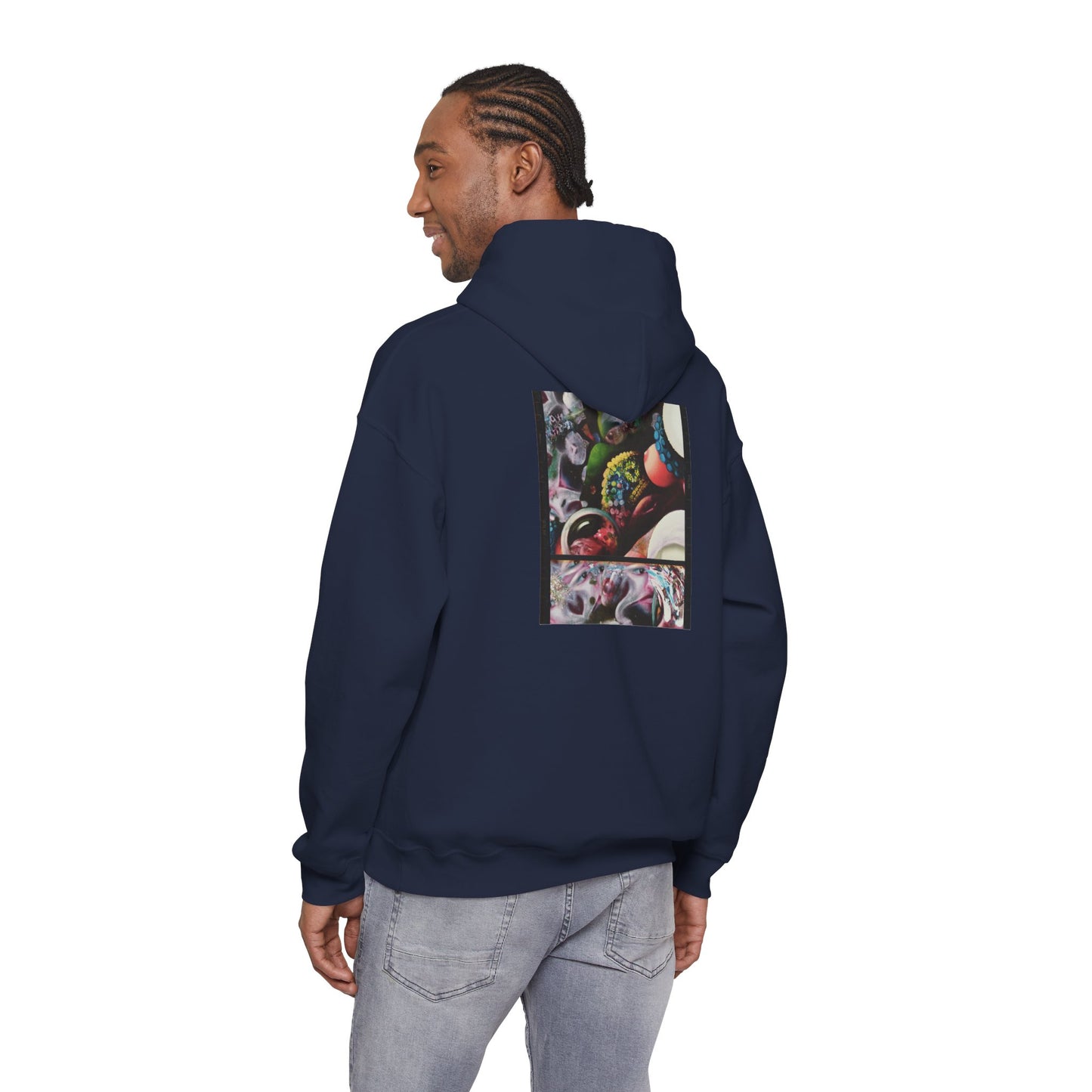 AMRU Graphic Hoodie — Abstract Cosmic Paint Pour Art Back Print