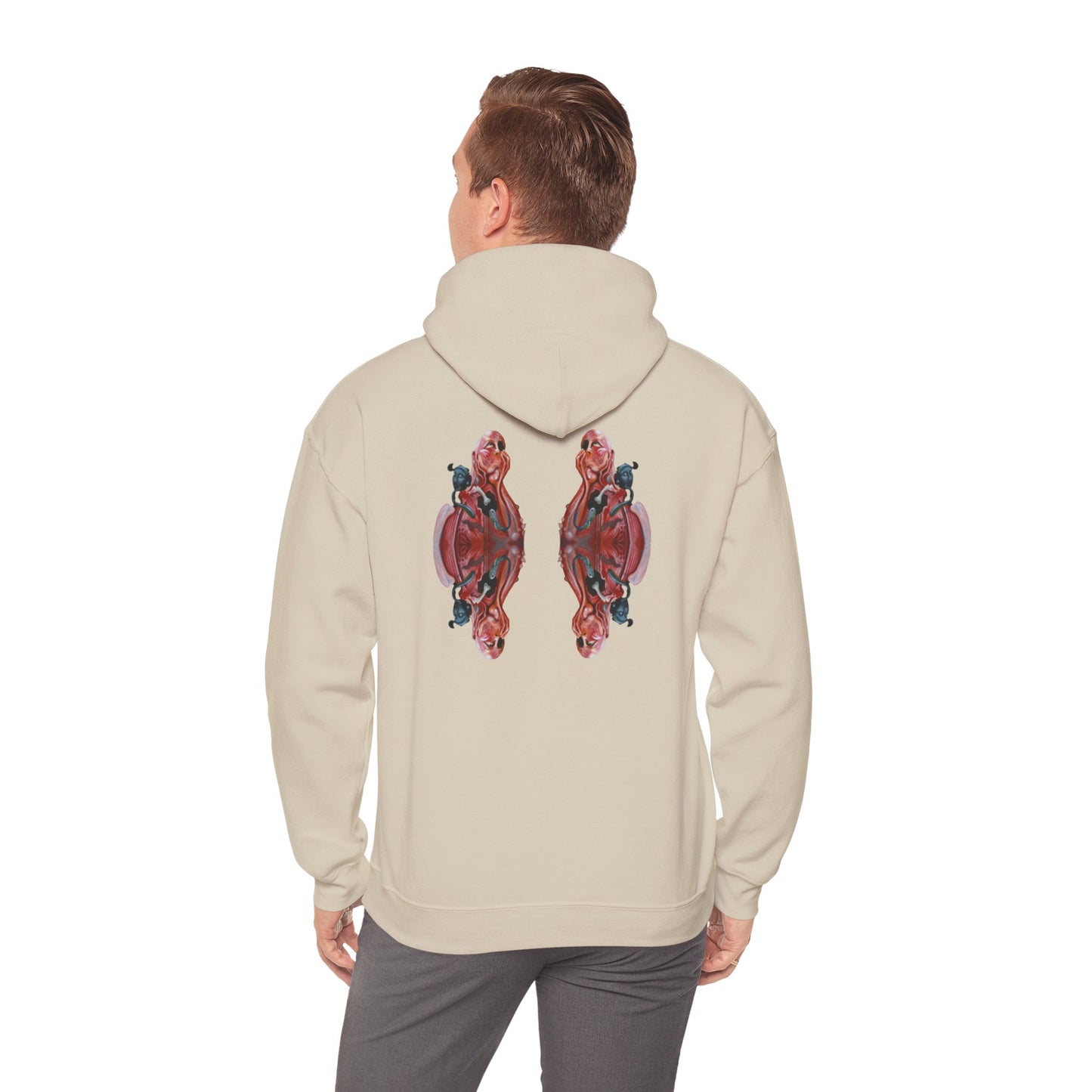 AMRU Minimal Logo Hoodie — Rose Skull Mirror Back Graphic Hoodie