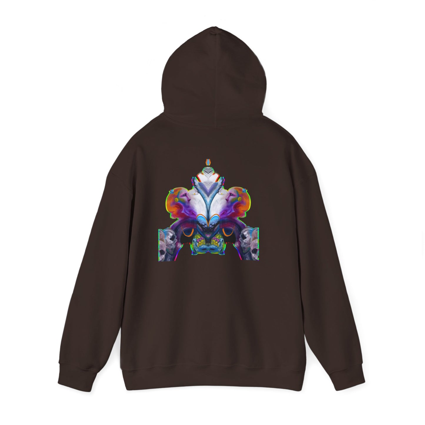 Hoodie — AMRU Minimal Front Logo with Vibrant Abstract Back Art