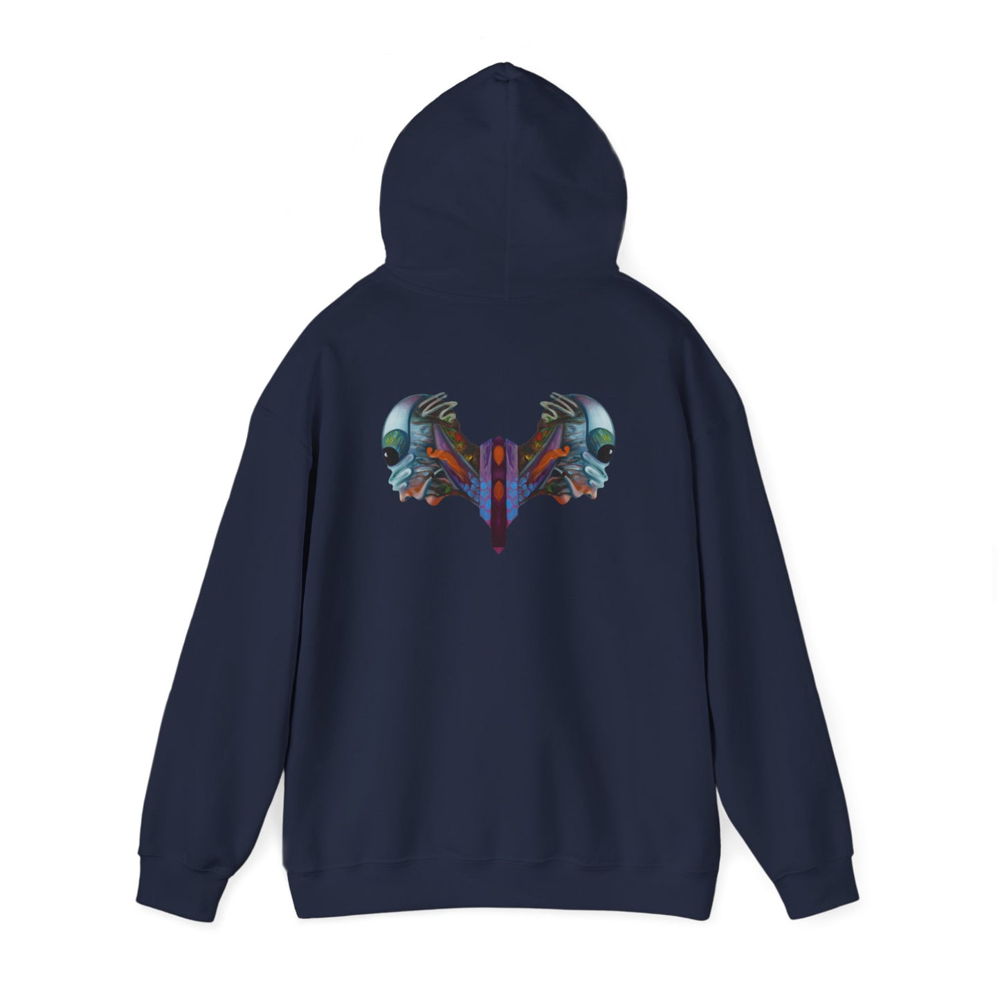 AMRU Minimal Logo Hoodie — Artistic Skull Wing Back Graphic Pullover