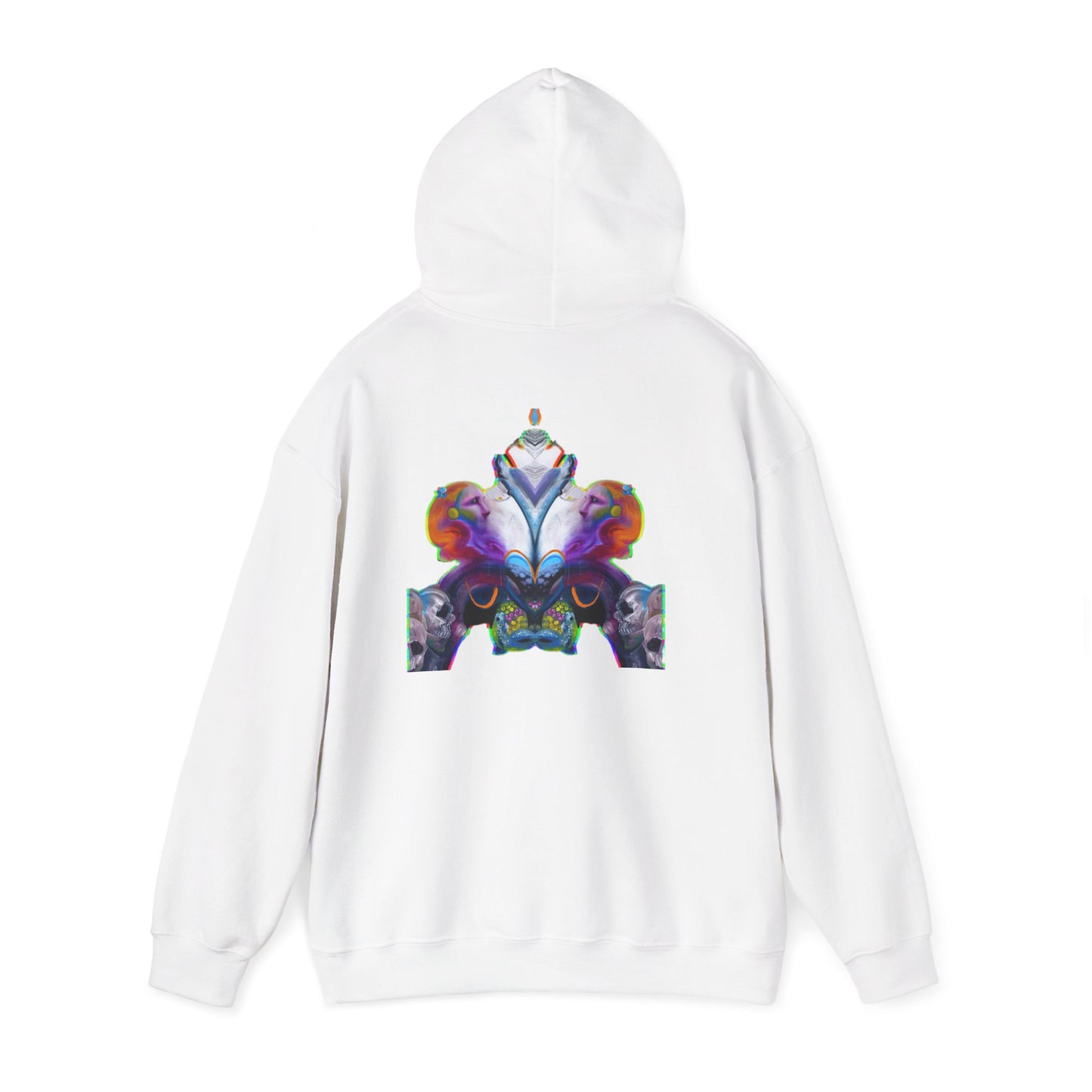 Hoodie — AMRU Minimal Front Logo with Vibrant Abstract Back Art
