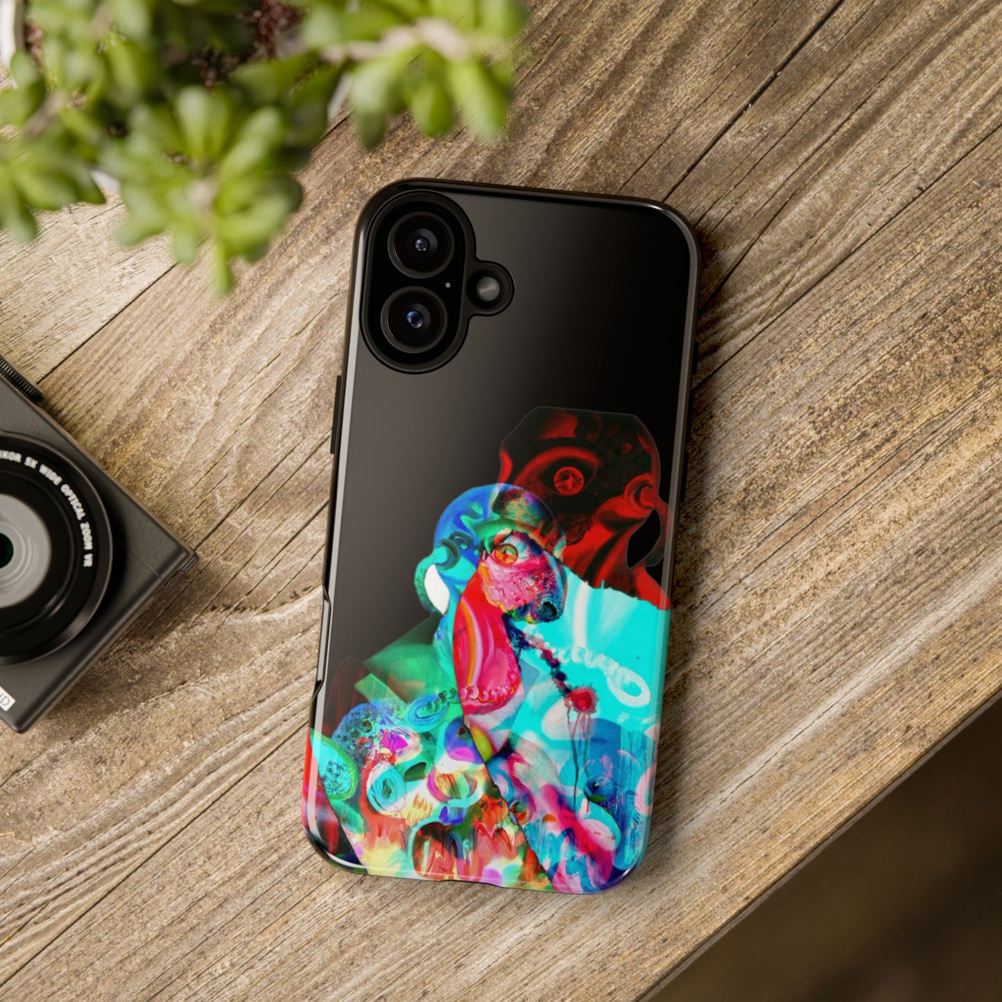 Protective Phone Case — Trippy Neon Abstract Skull Design