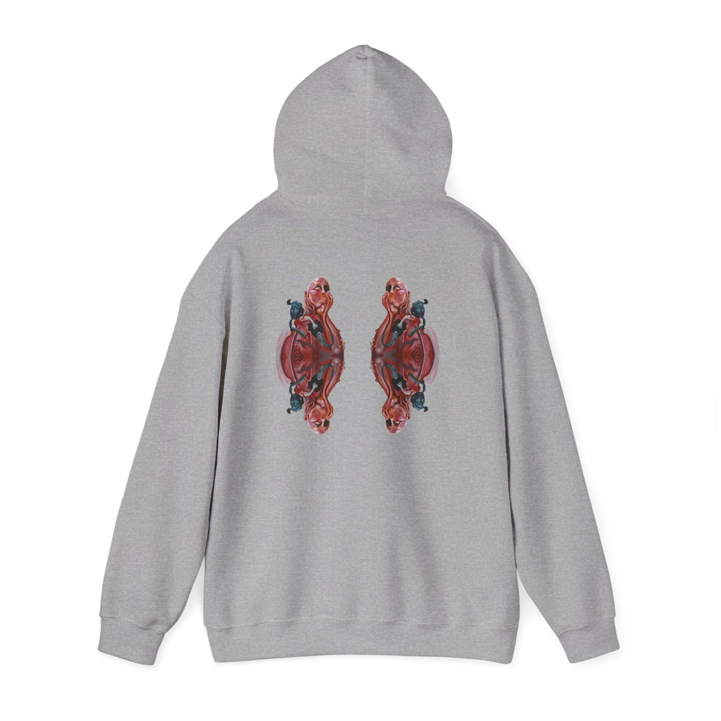 AMRU Minimal Logo Hoodie — Rose Skull Mirror Back Graphic Hoodie