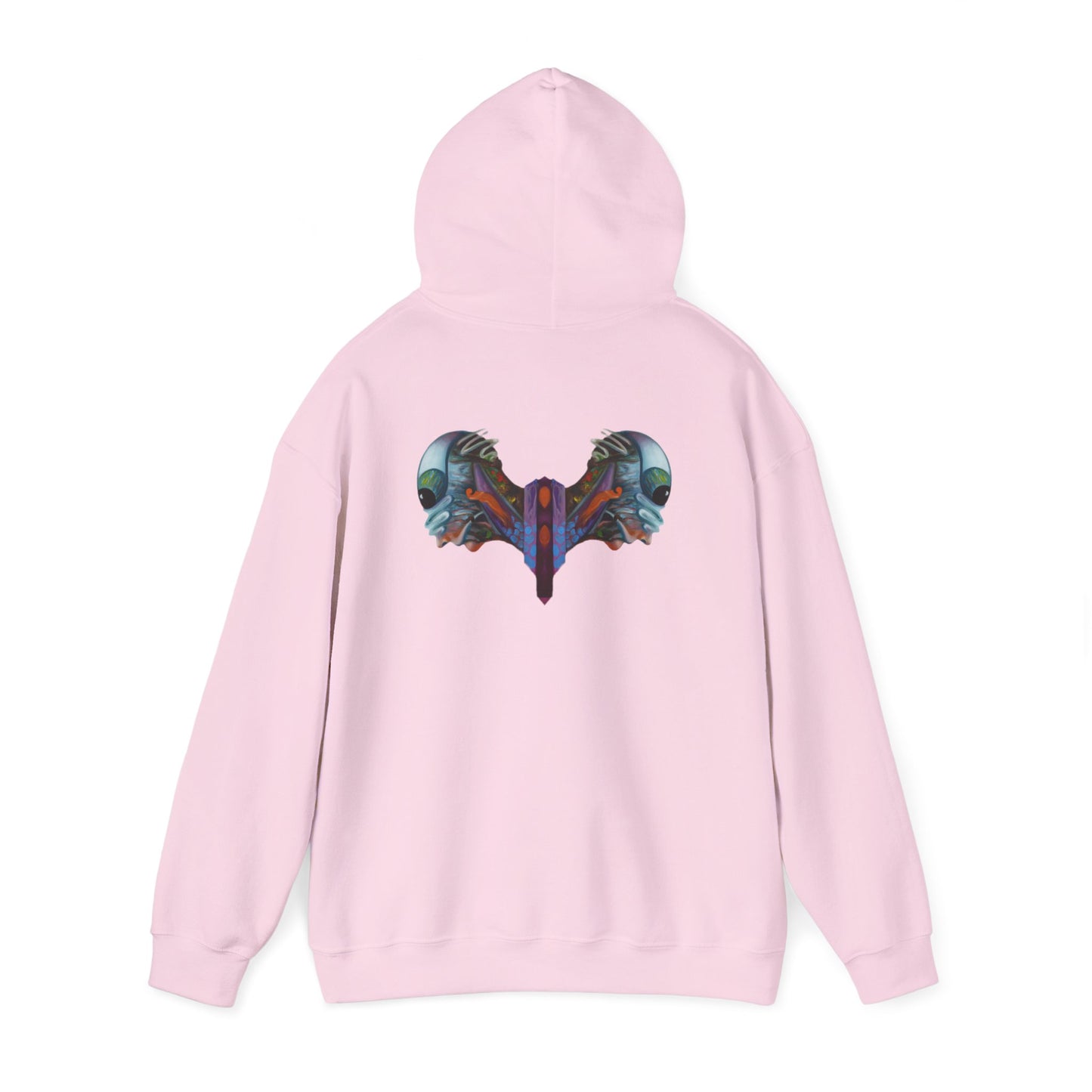 AMRU Minimal Logo Hoodie — Artistic Skull Wing Back Graphic Pullover