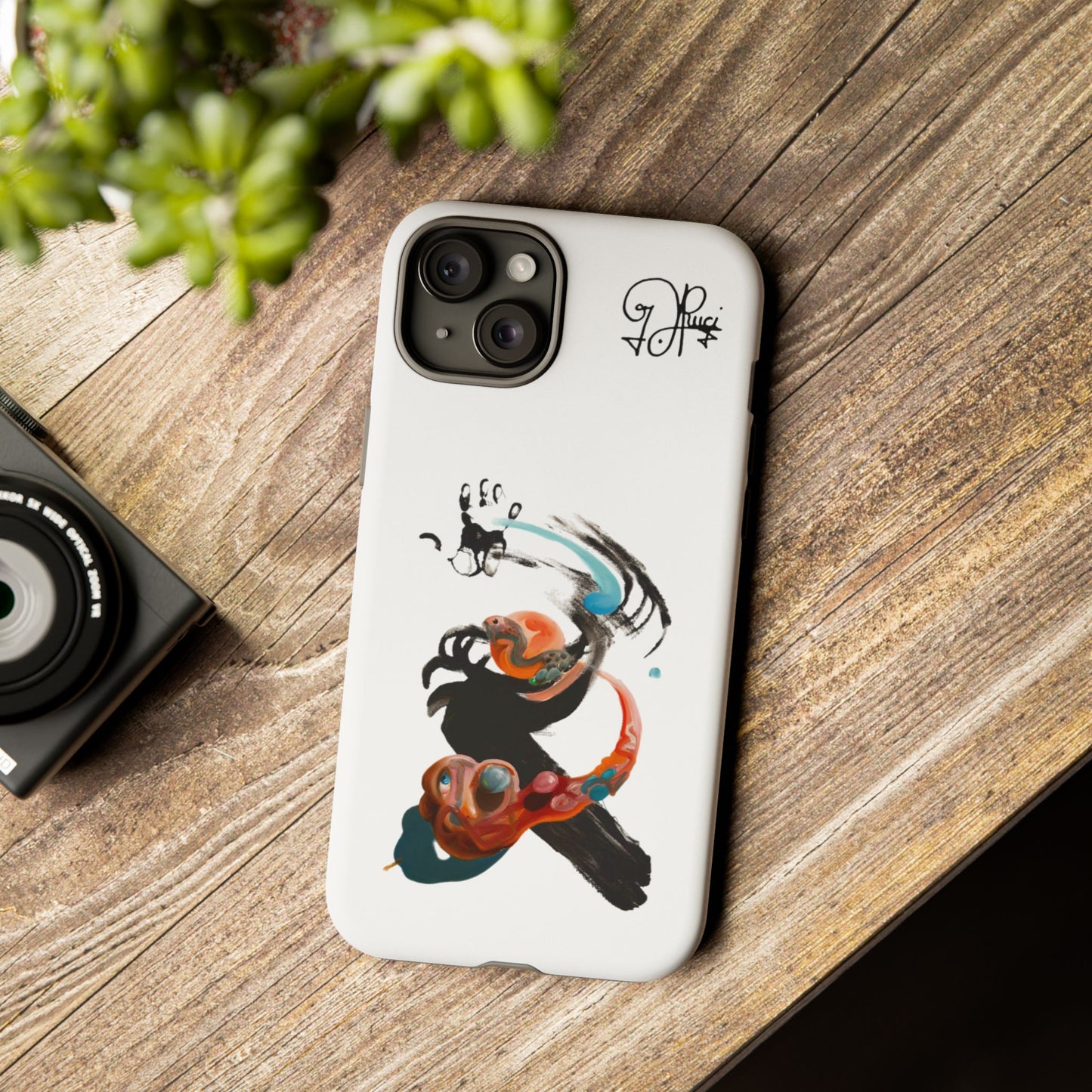 Artistic Abstract Phone Case — Colorful Ink Brushstroke Design