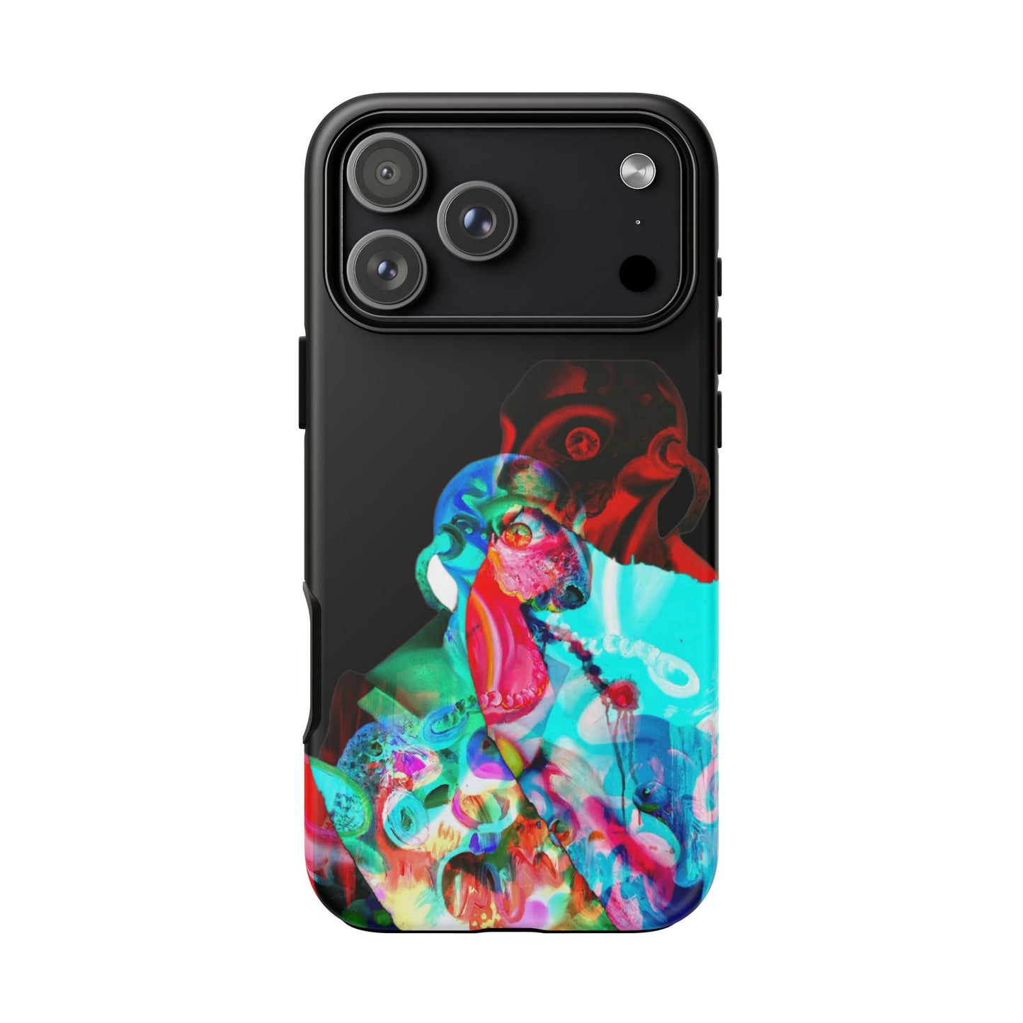 Protective Phone Case — Trippy Neon Abstract Skull Design