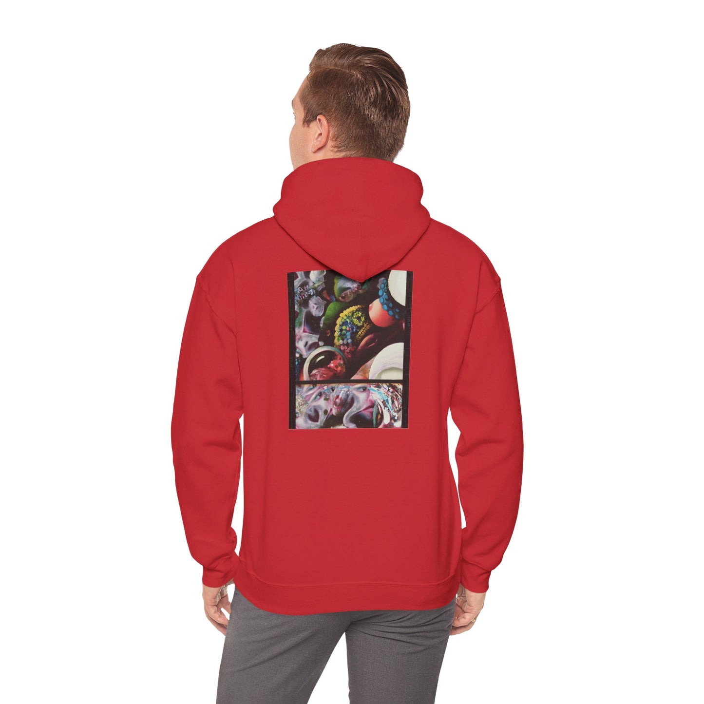 AMRU Graphic Hoodie — Abstract Cosmic Paint Pour Art Back Print
