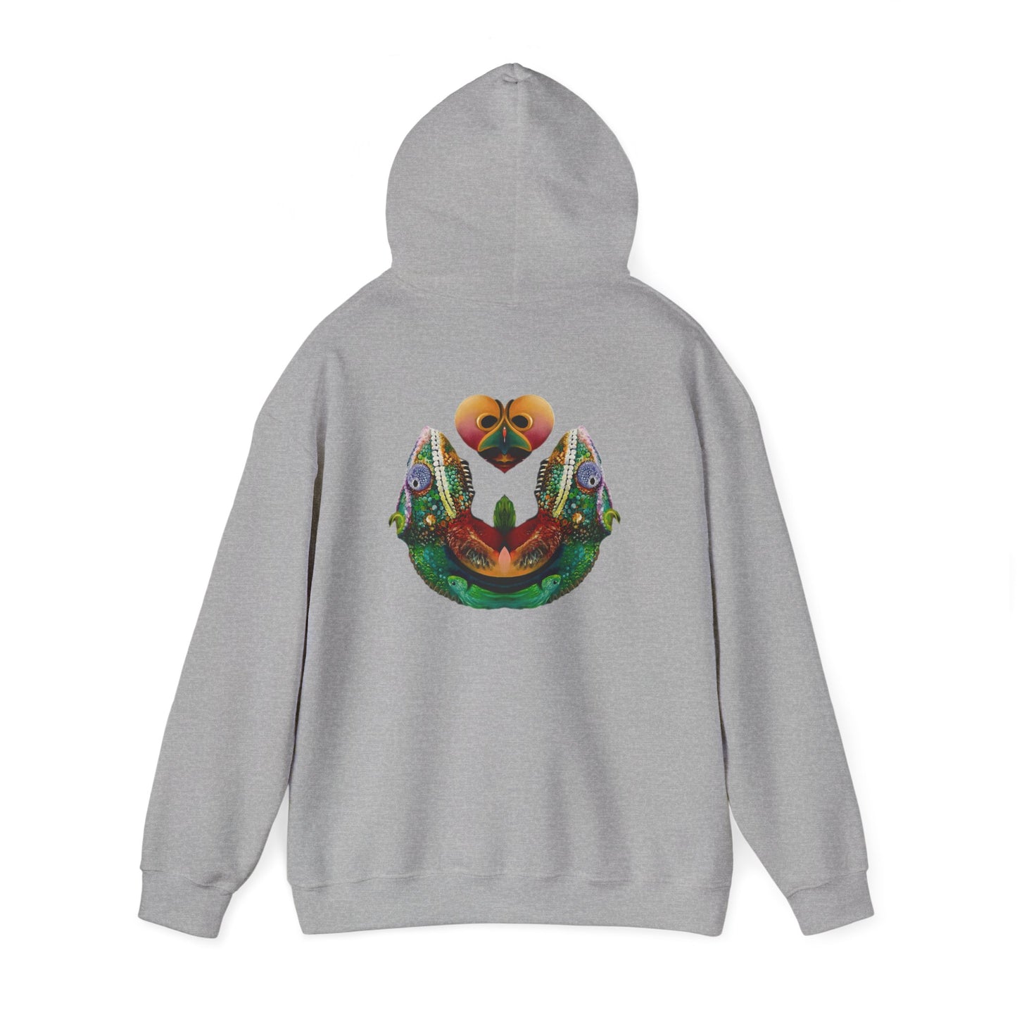 AMRU Minimal Logo Hoodie with Colorful Symmetry Back Art