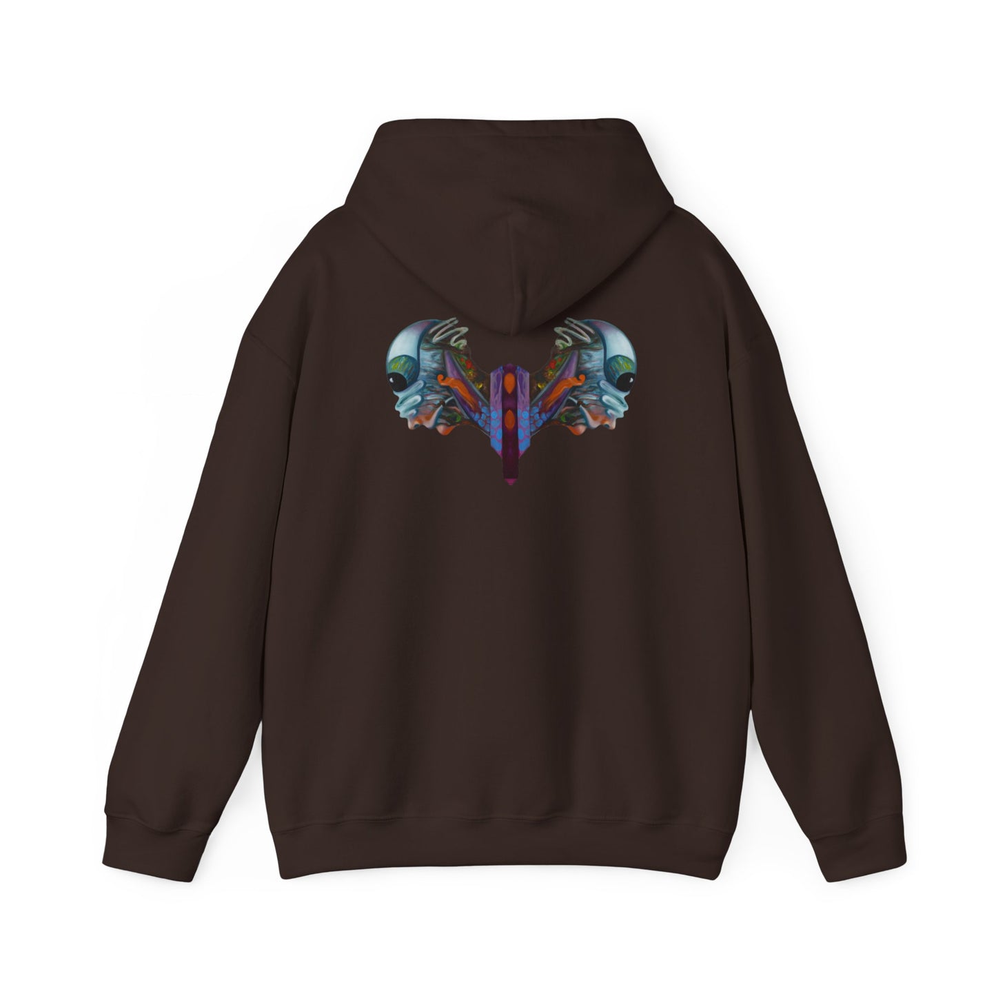 AMRU Minimal Logo Hoodie — Artistic Skull Wing Back Graphic Pullover