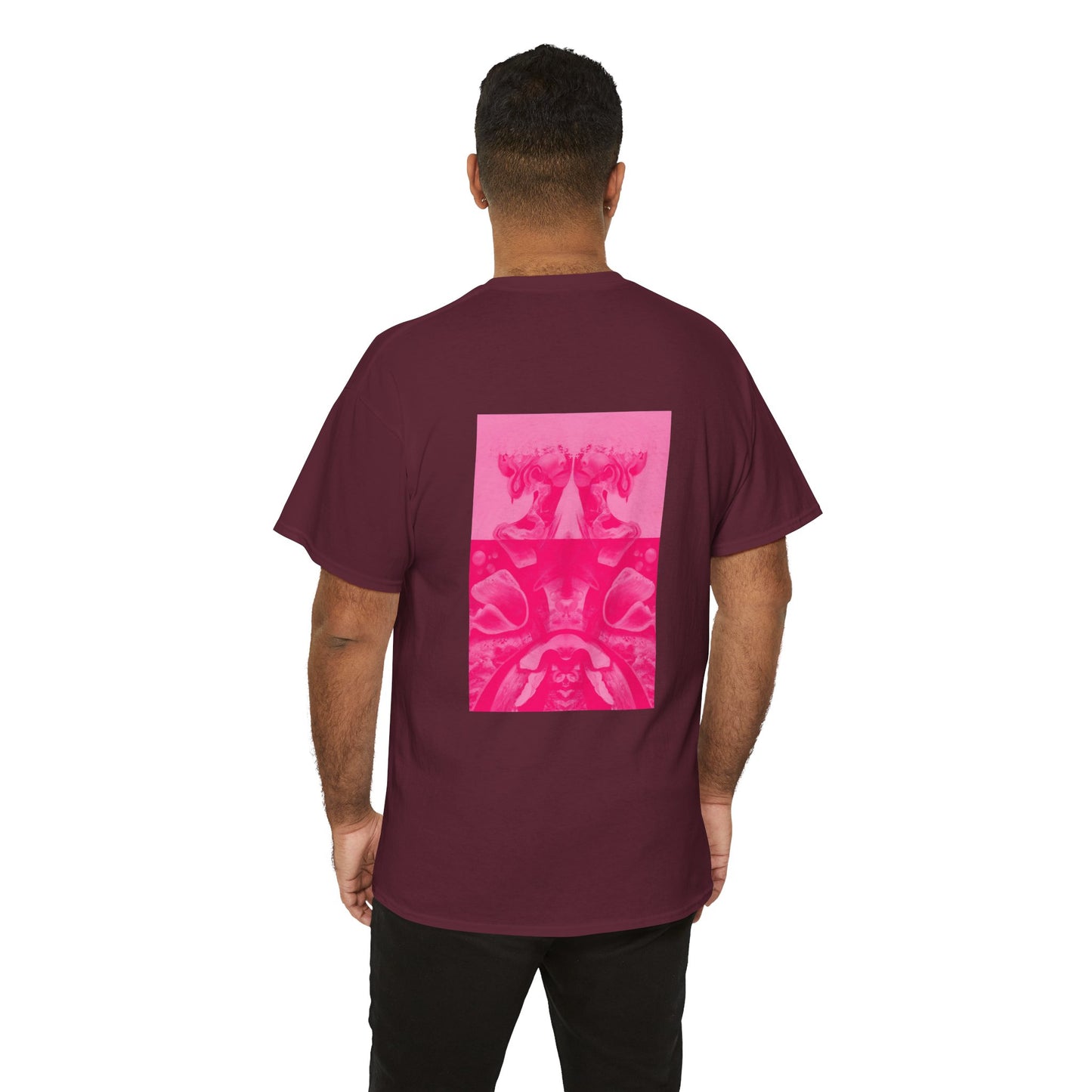 Graphic Tee — Hot Pink Abstract Mirror Design