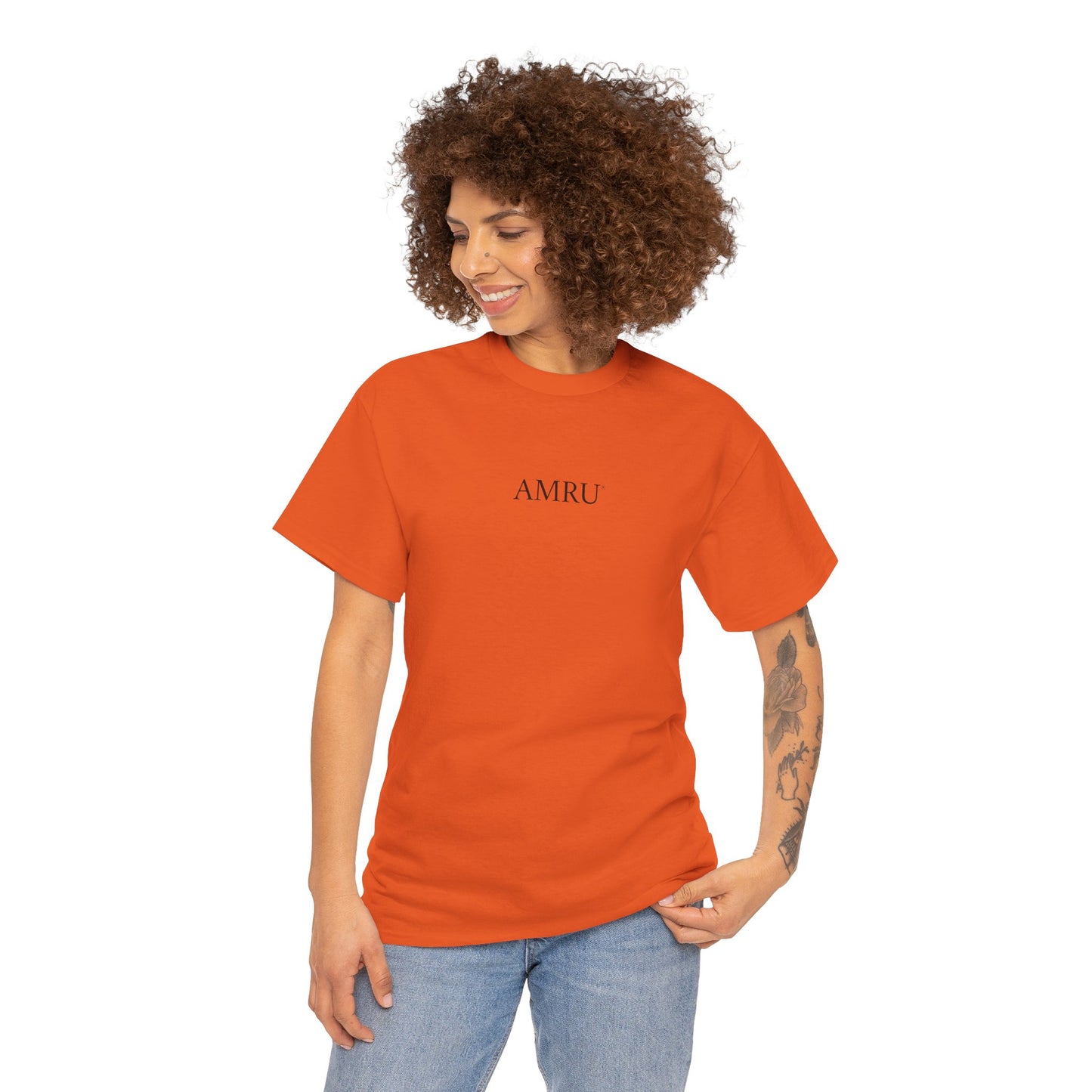 AMRU Minimalist Tee — Abstract Brushstroke Back Graphic